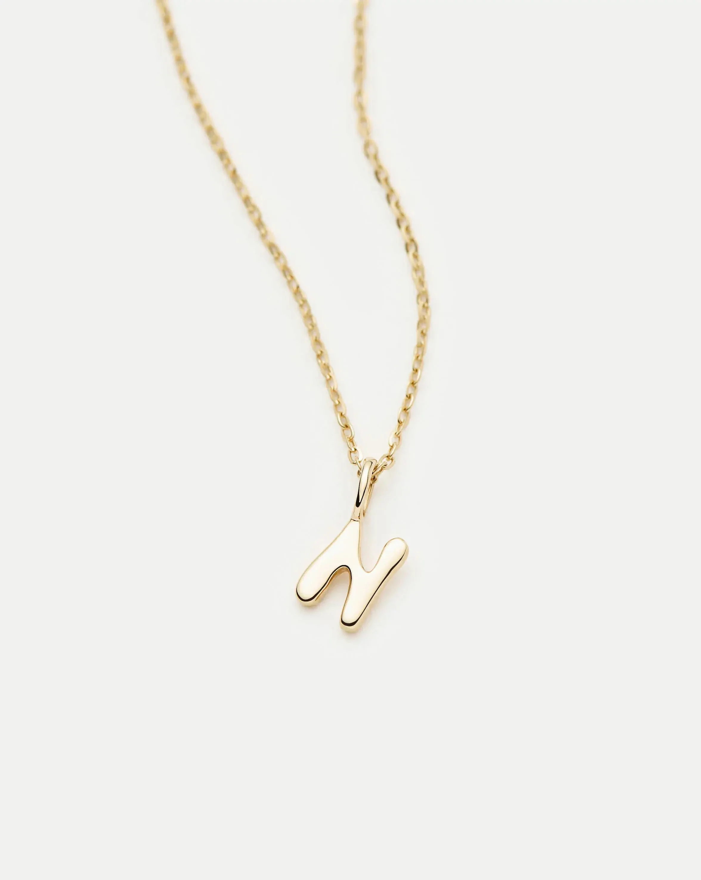 Solid Gold Initial Mini Pendant Necklace - N | 14ct Solid Gold - Image 2