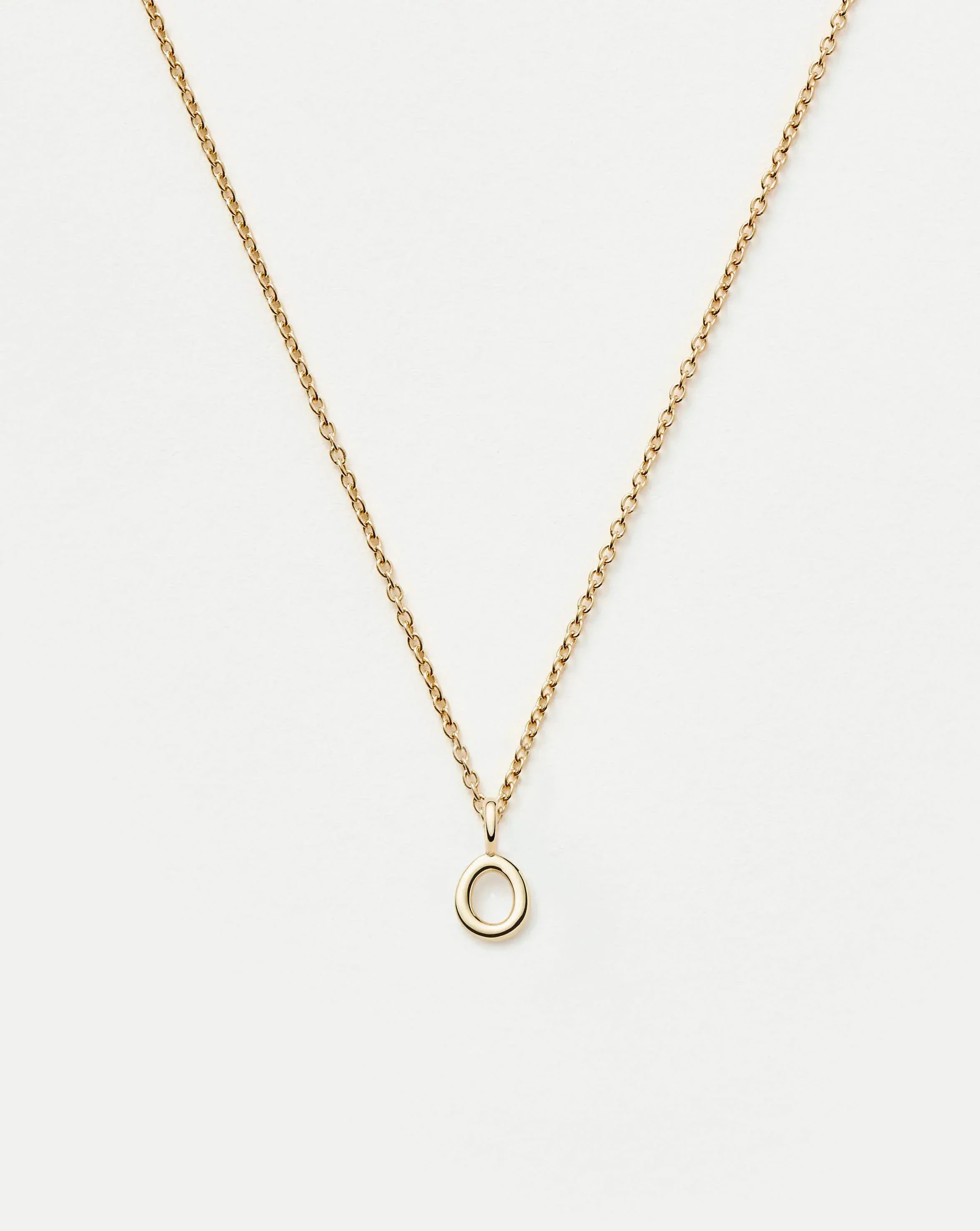 Solid Gold Initial Mini Pendant Necklace - O | 14ct Solid Gold
