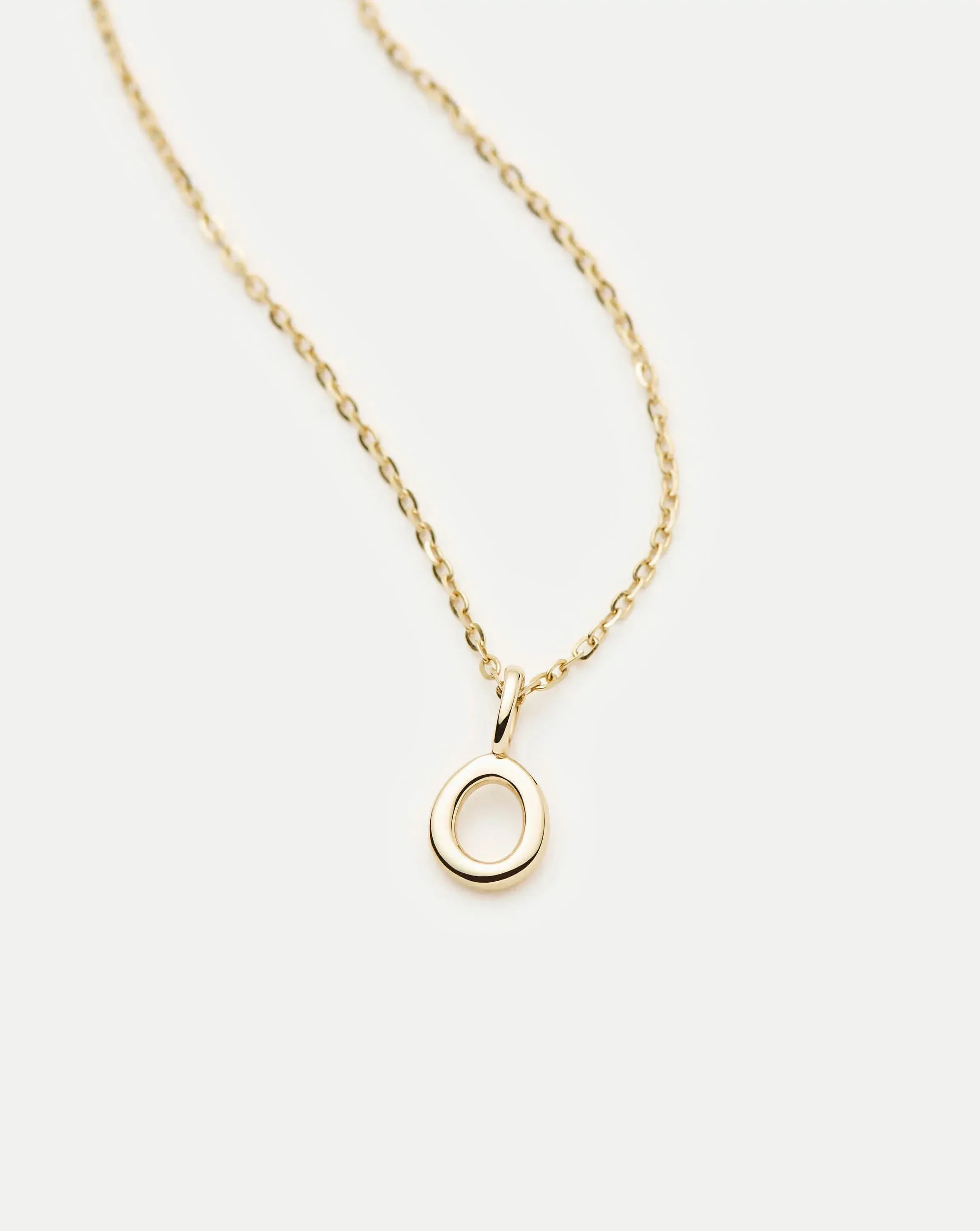 Solid Gold Initial Mini Pendant Necklace - O | 14ct Solid Gold - Image 2