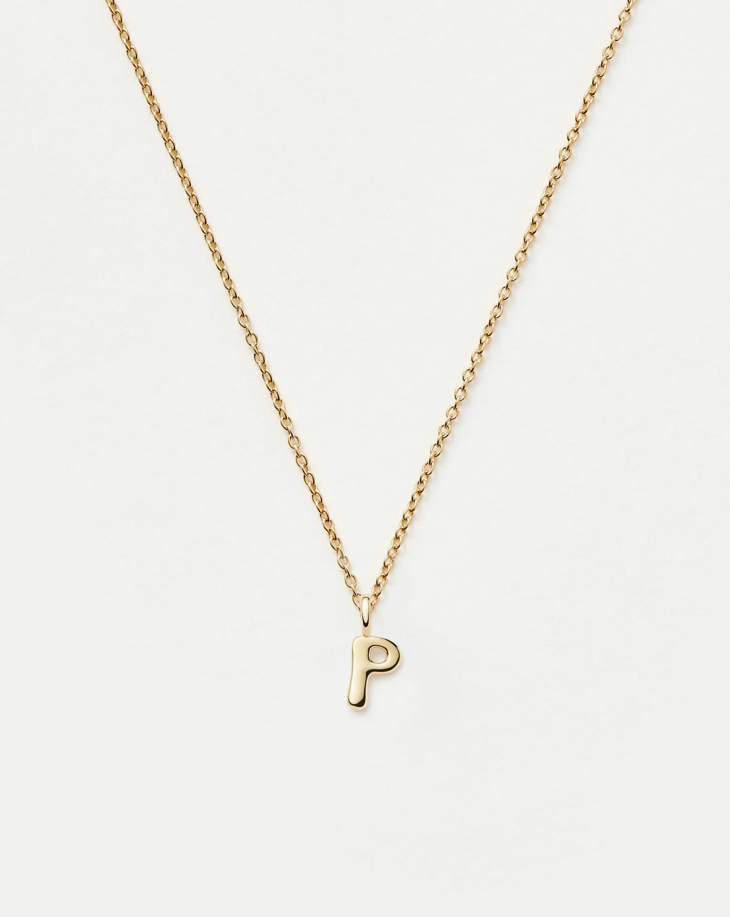 Solid Gold Initial Mini Pendant Necklace - P | 14ct Solid Gold