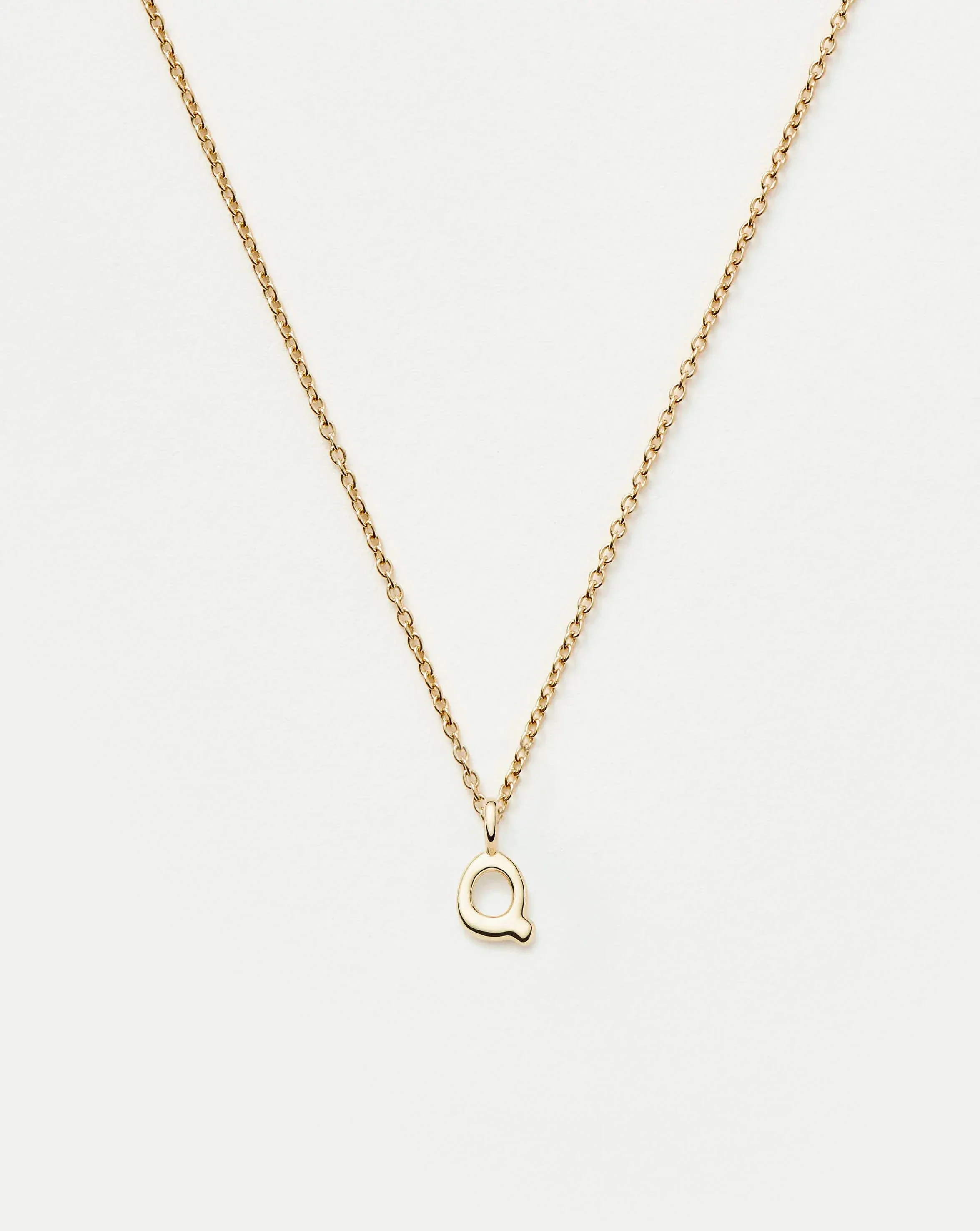 Solid Gold Initial Mini Pendant Necklace - Q | 14ct Solid Gold
