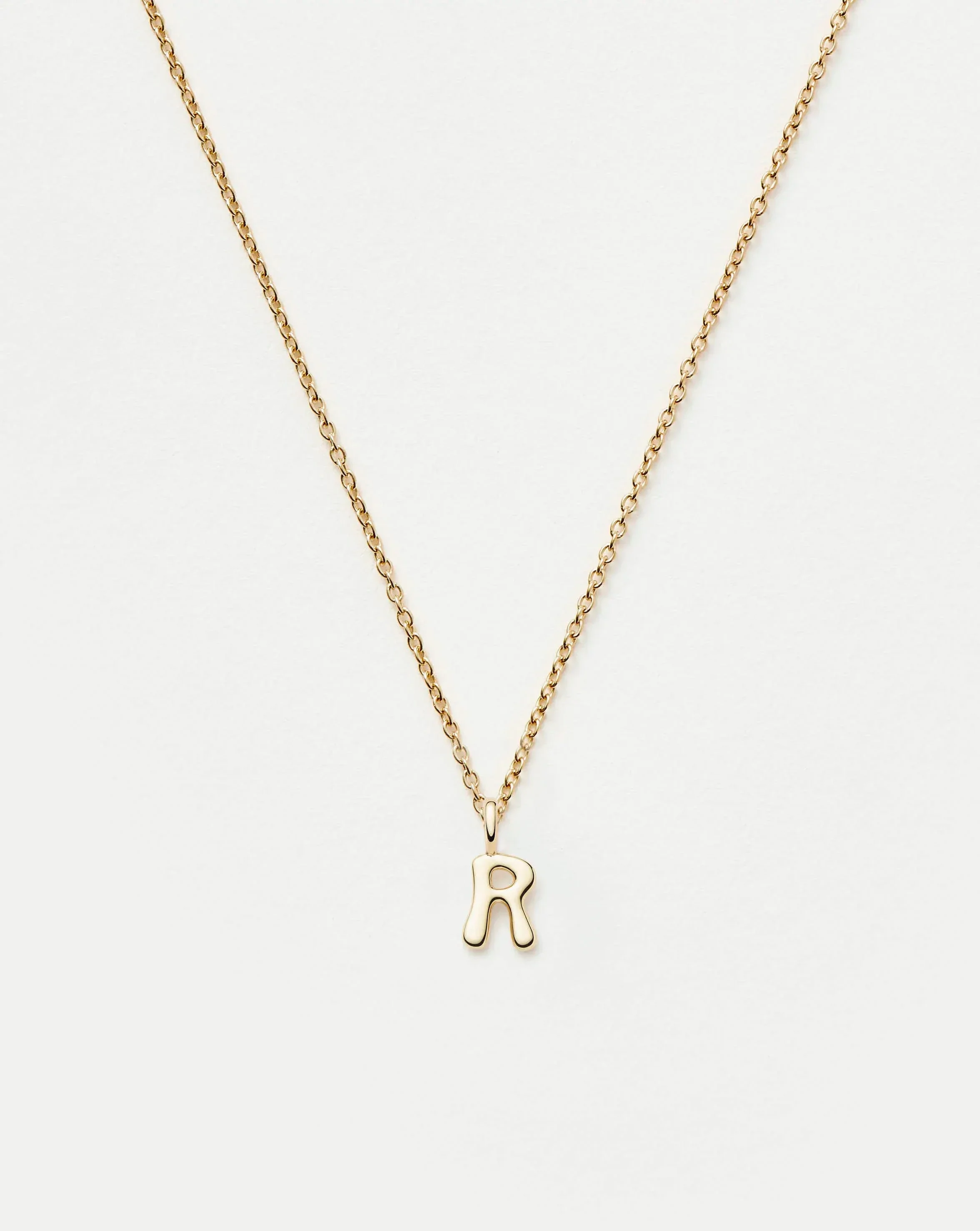 Solid Gold Initial Mini Pendant Necklace - R | 14ct Solid Gold