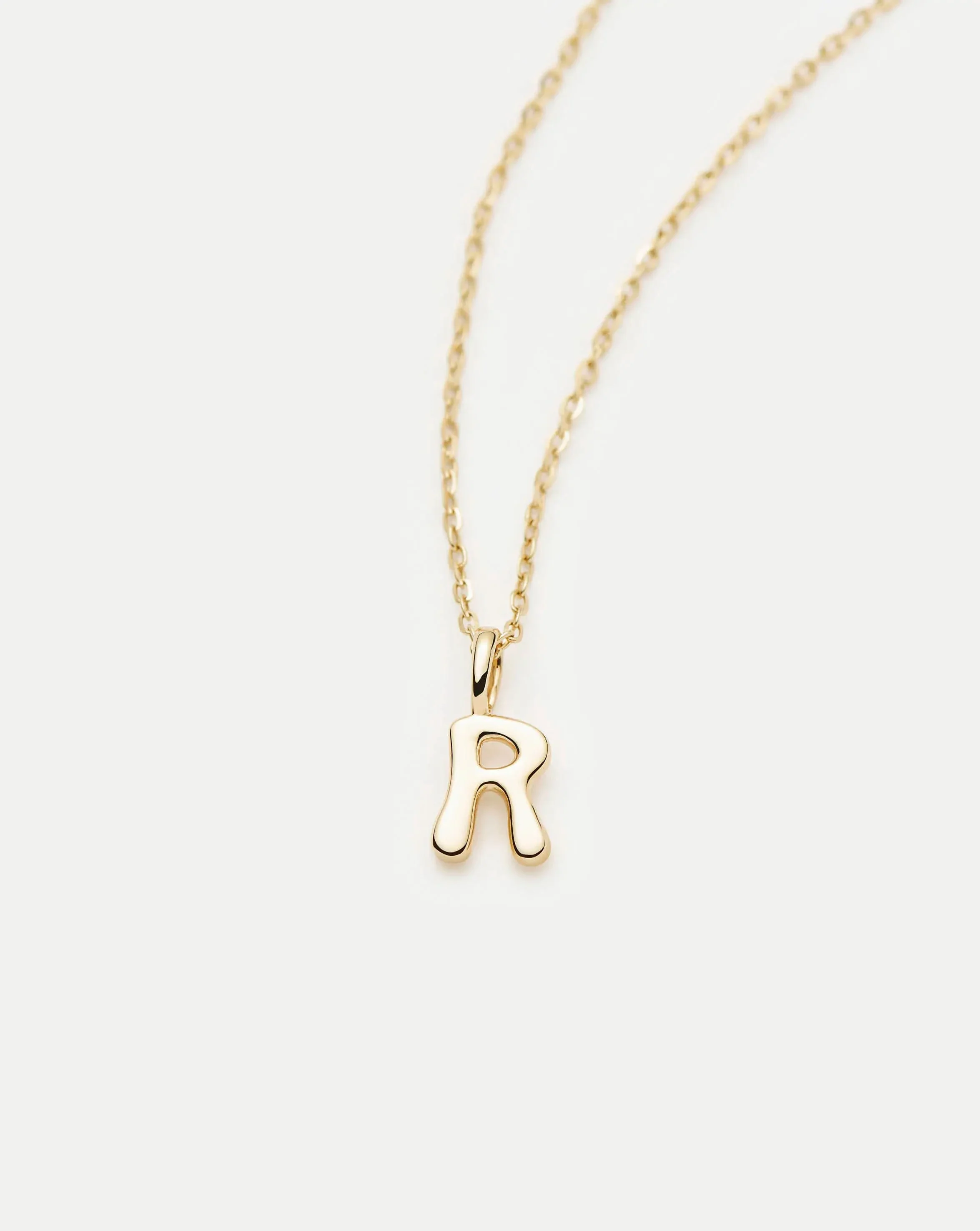 Solid Gold Initial Mini Pendant Necklace - R | 14ct Solid Gold - Image 2