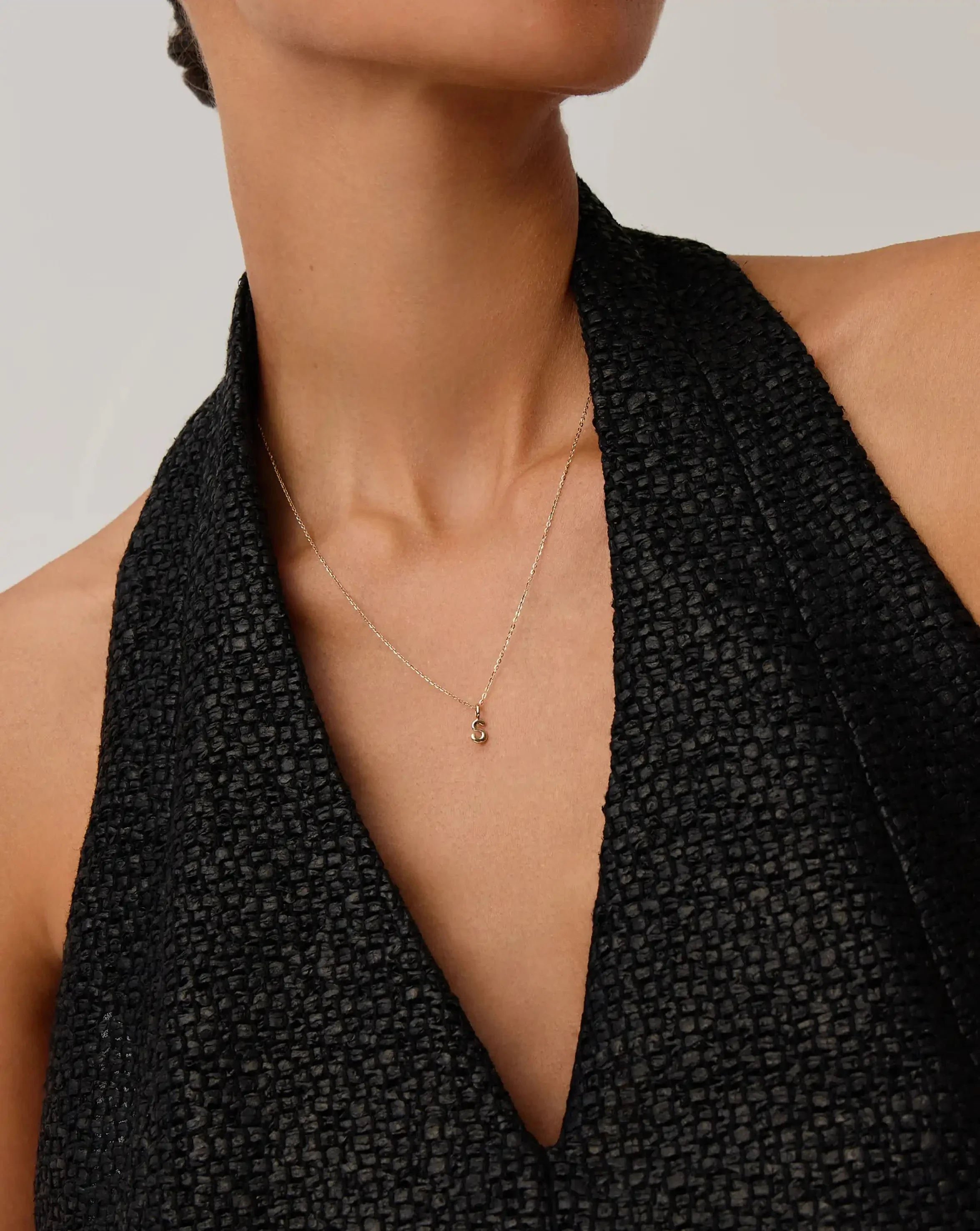 Solid Gold Initial Mini Pendant Necklace - S | 14ct Solid Gold - Image 3