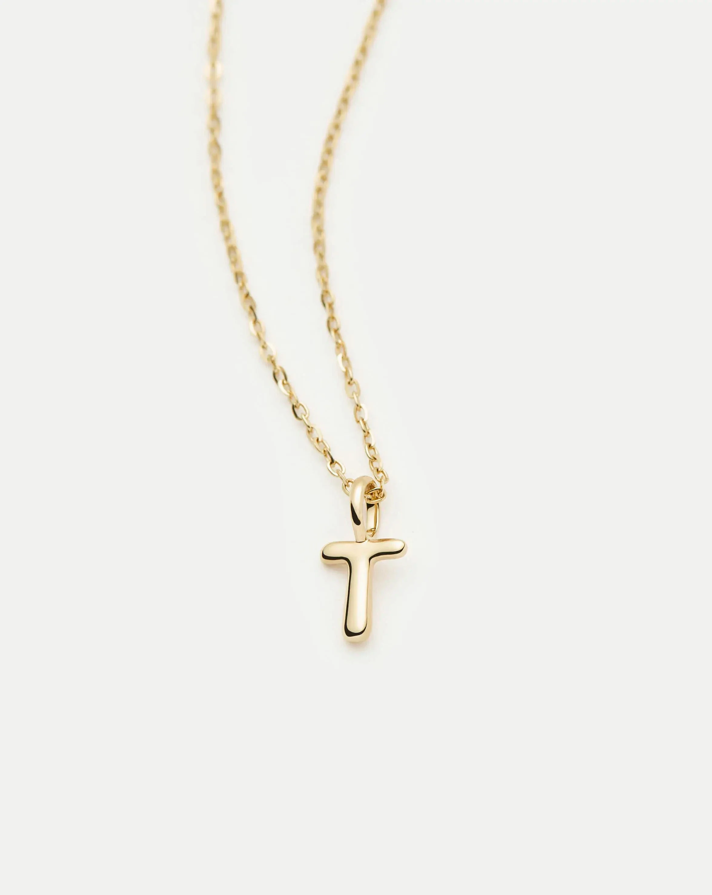 Solid Gold Initial Mini Pendant Necklace - T | 14ct Solid Gold - Image 2