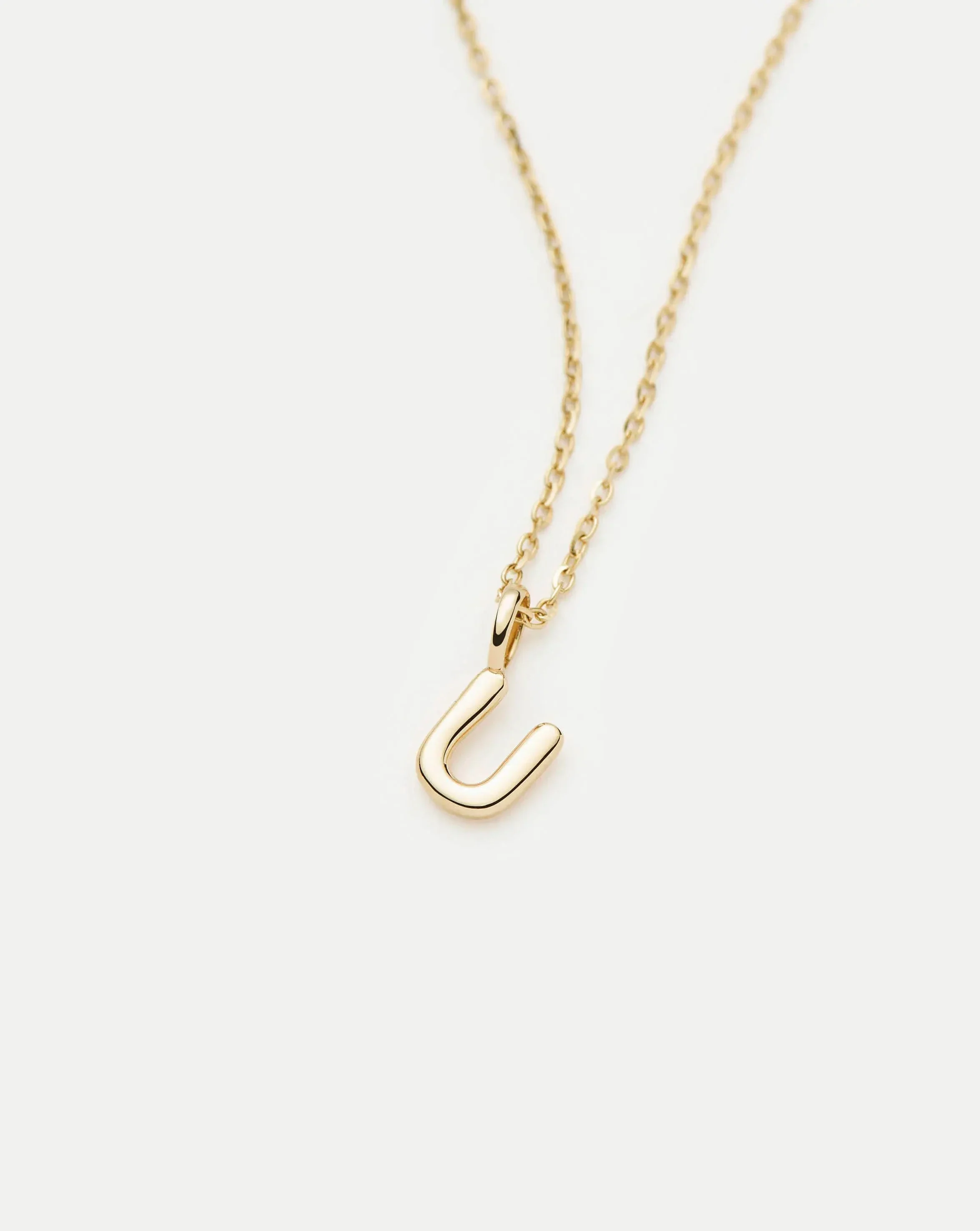 Solid Gold Initial Mini Pendant Necklace - U | 14ct Solid Gold - Image 2