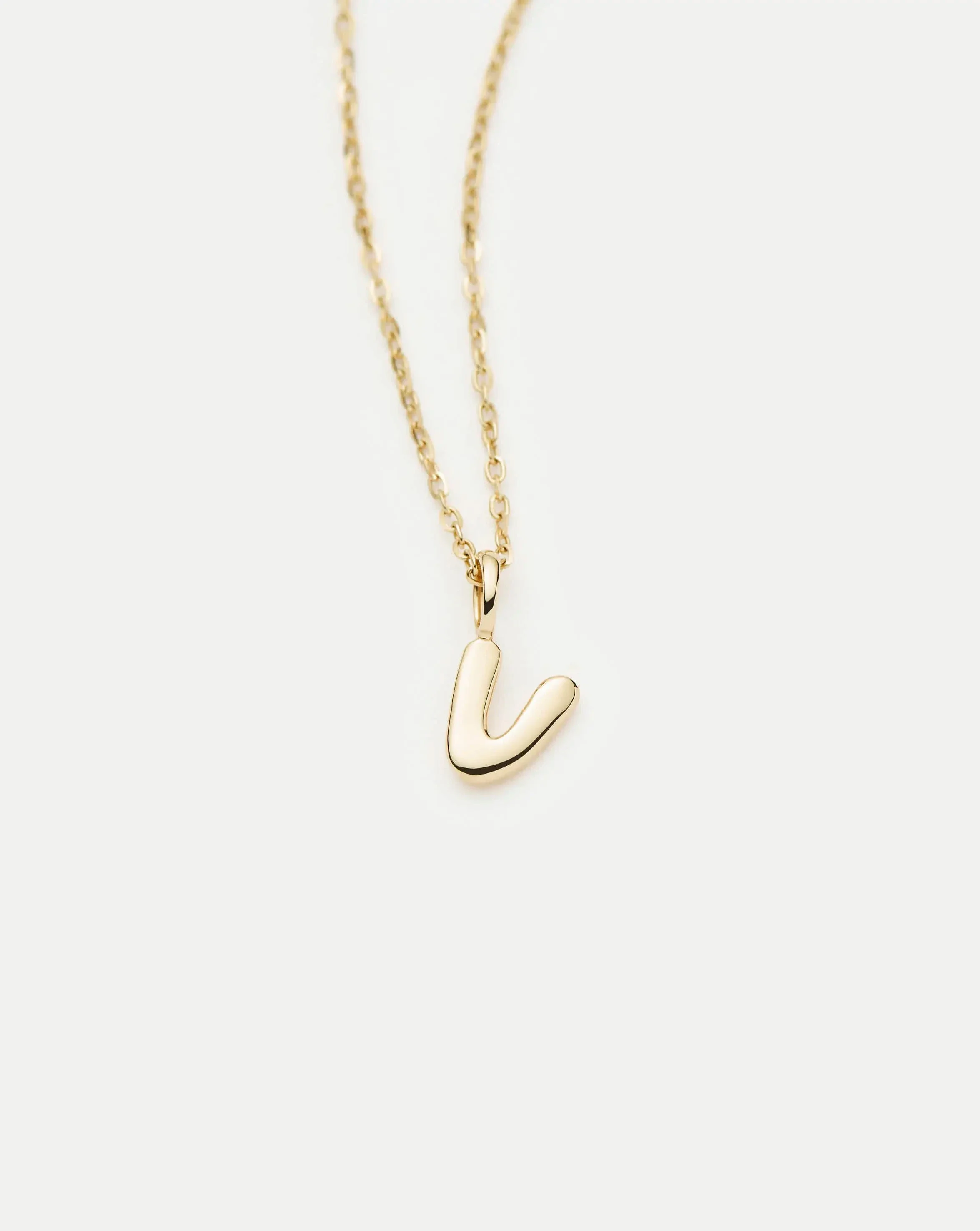 Solid Gold Initial Mini Pendant Necklace - V | 14ct Solid Gold - Image 2