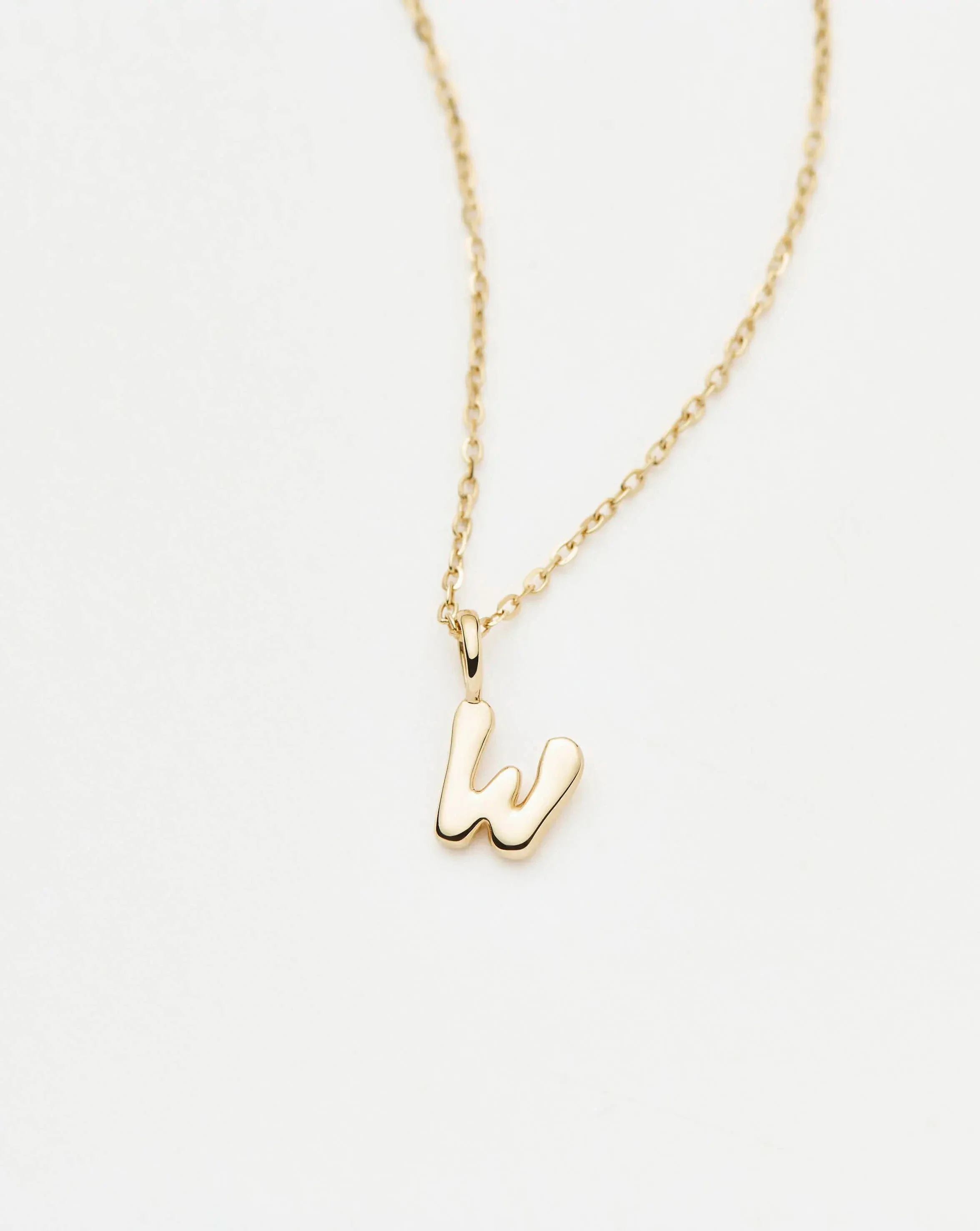 Solid Gold Initial Mini Pendant Necklace - W | 14ct Solid Gold - Image 2