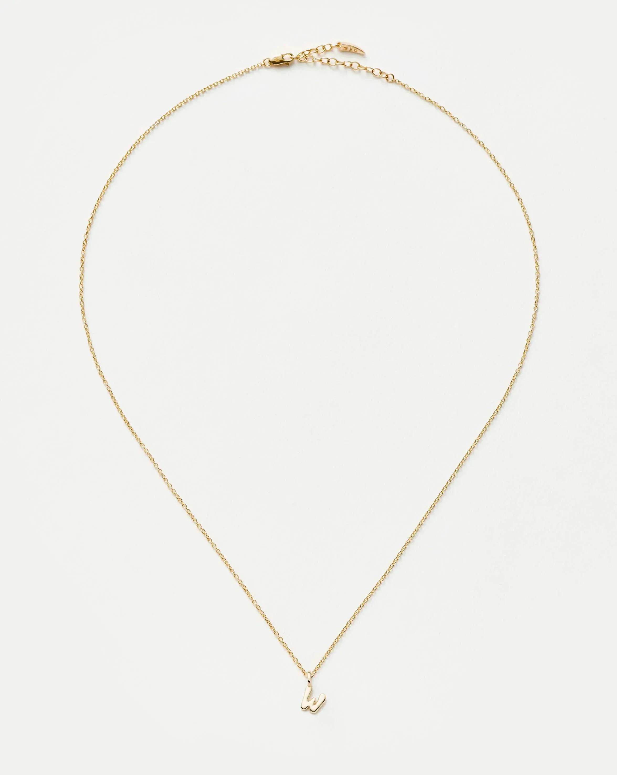 Solid Gold Initial Mini Pendant Necklace - W | 14ct Solid Gold - Image 3
