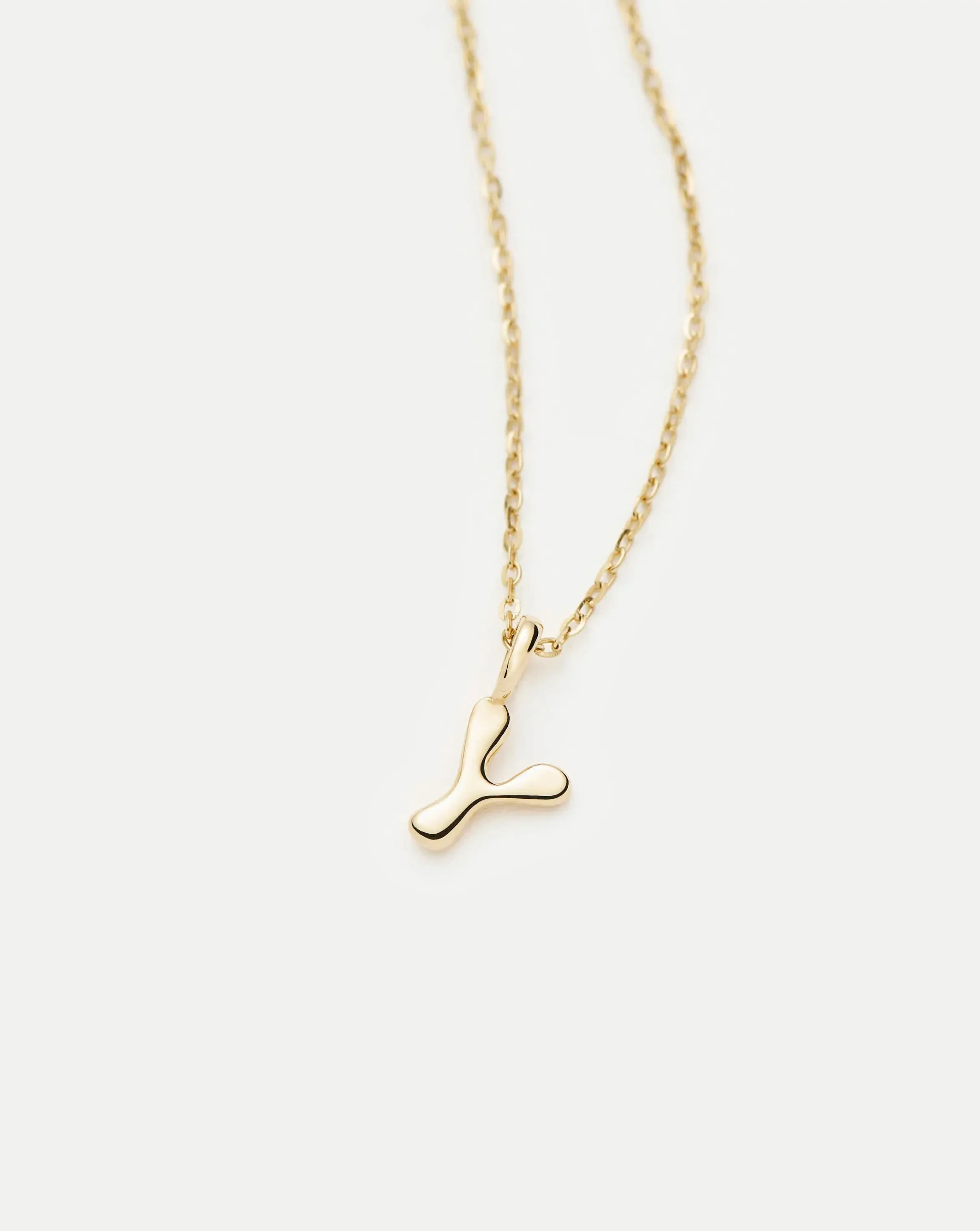 Solid Gold Initial Mini Pendant Necklace - Y | 14ct Solid Gold - Image 2