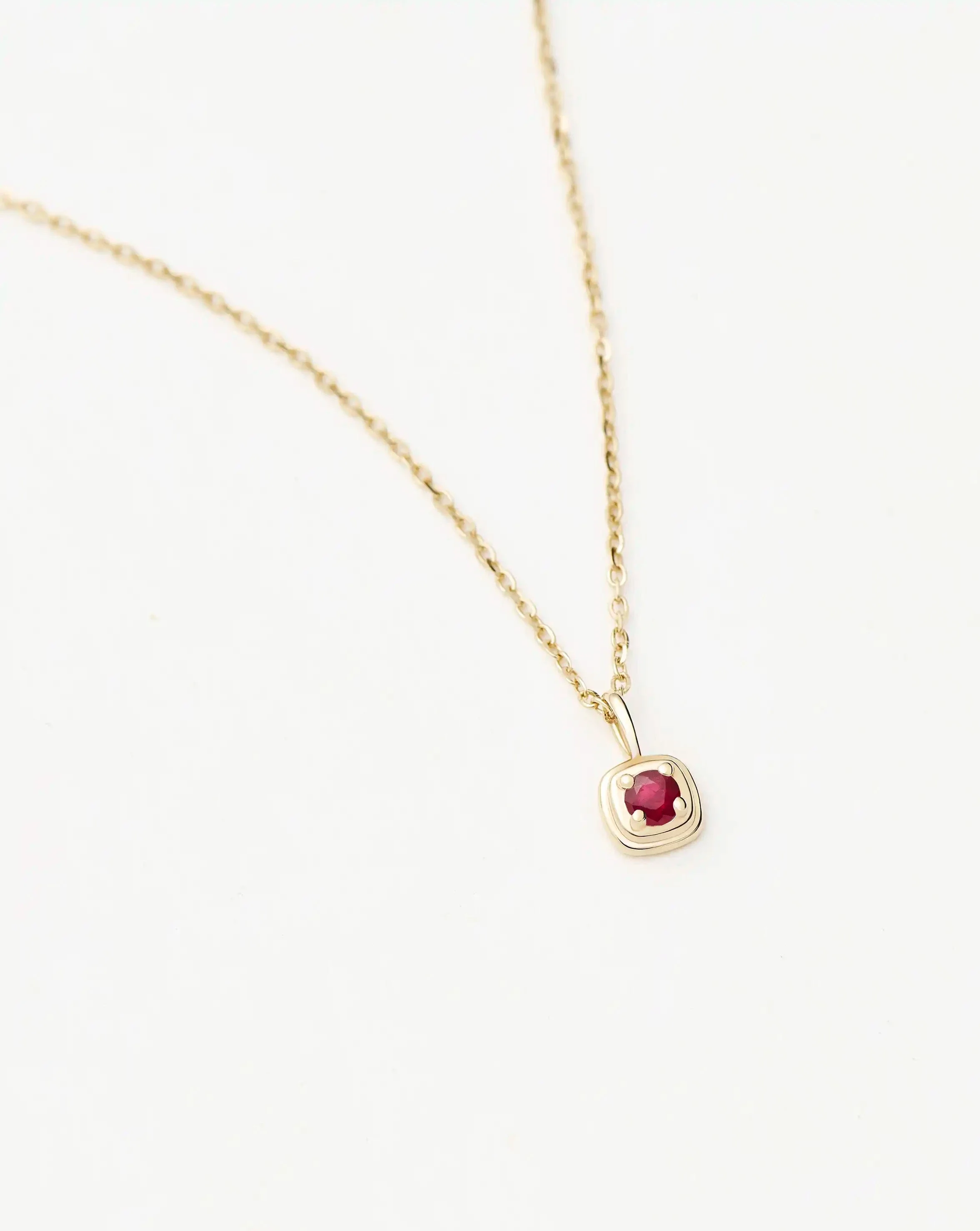 Solid Gold July Birthstone Pendant Necklace | 14ct Solid Gold/Ruby