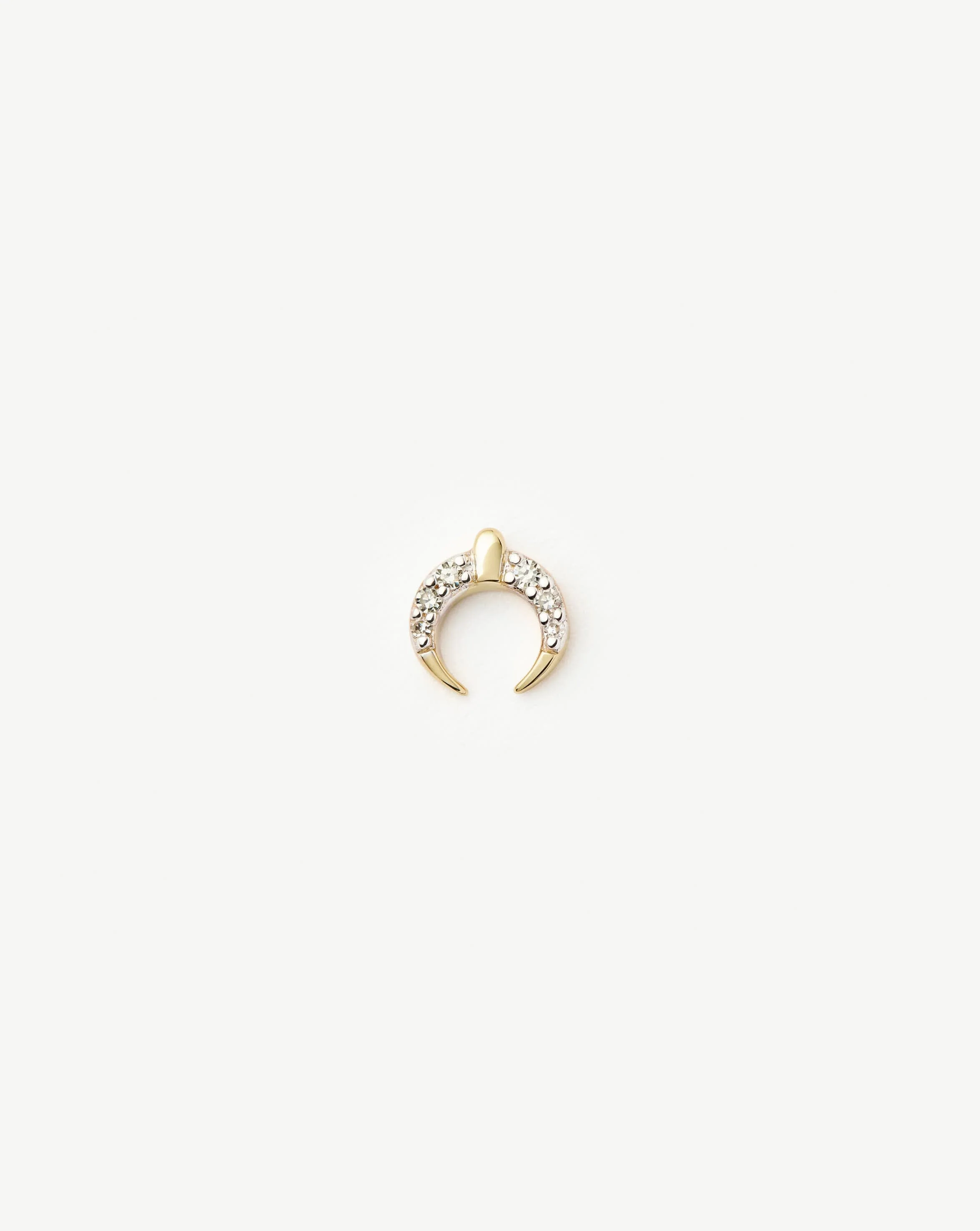 Solid Gold Lucy Williams Horn Single Stud Earring | 14ct Solid Gold/Diamond