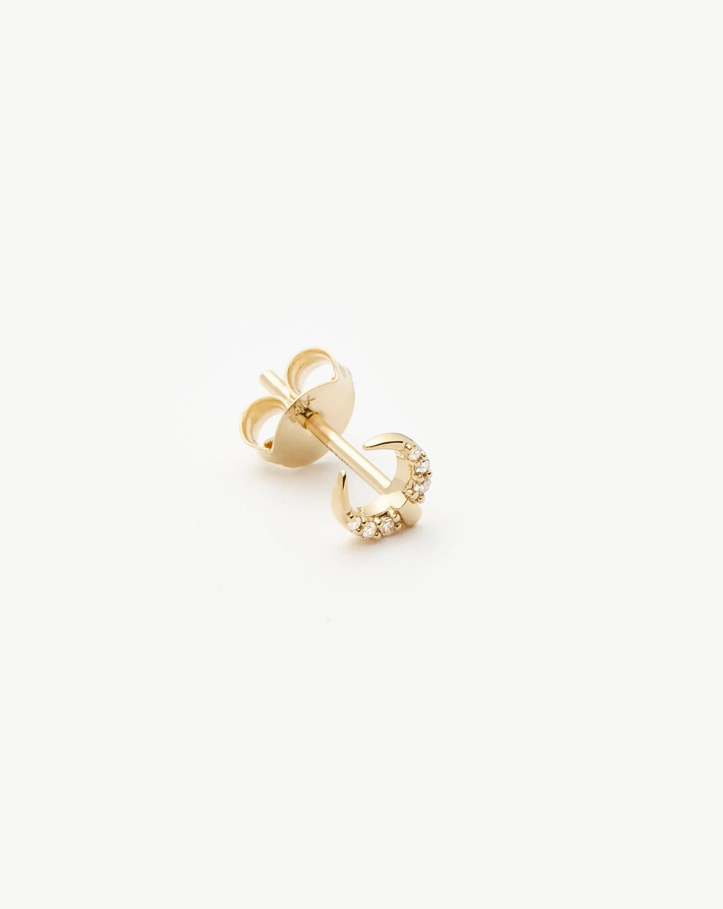 Solid Gold Lucy Williams Horn Single Stud Earring | 14ct Solid Gold/Diamond - Image 4