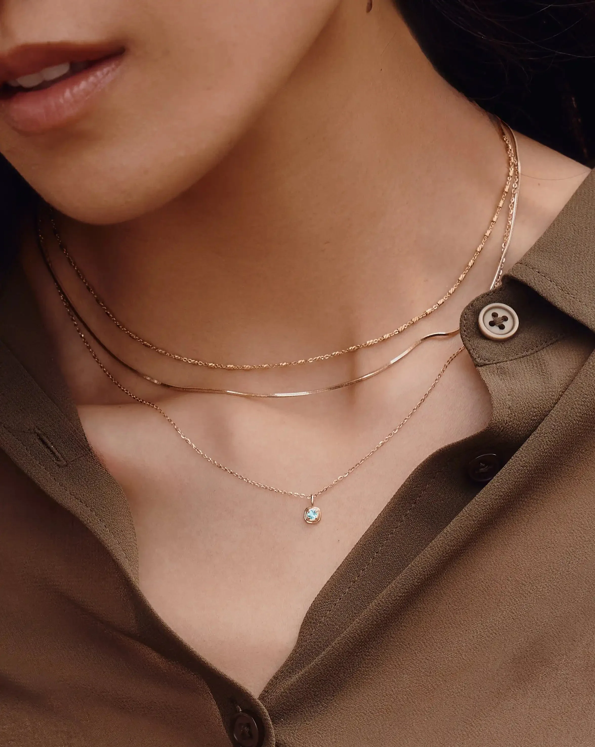 Solid Gold March Birthstone Pendant Necklace | 14ct Solid Gold/Aquamarine - Image 2
