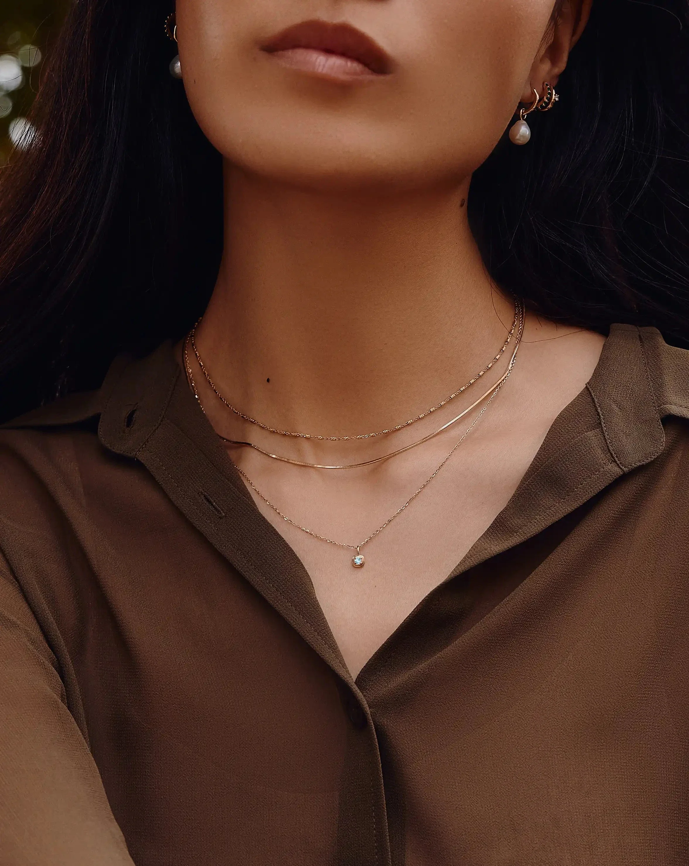 Solid Gold March Birthstone Pendant Necklace | 14ct Solid Gold/Aquamarine - Image 3