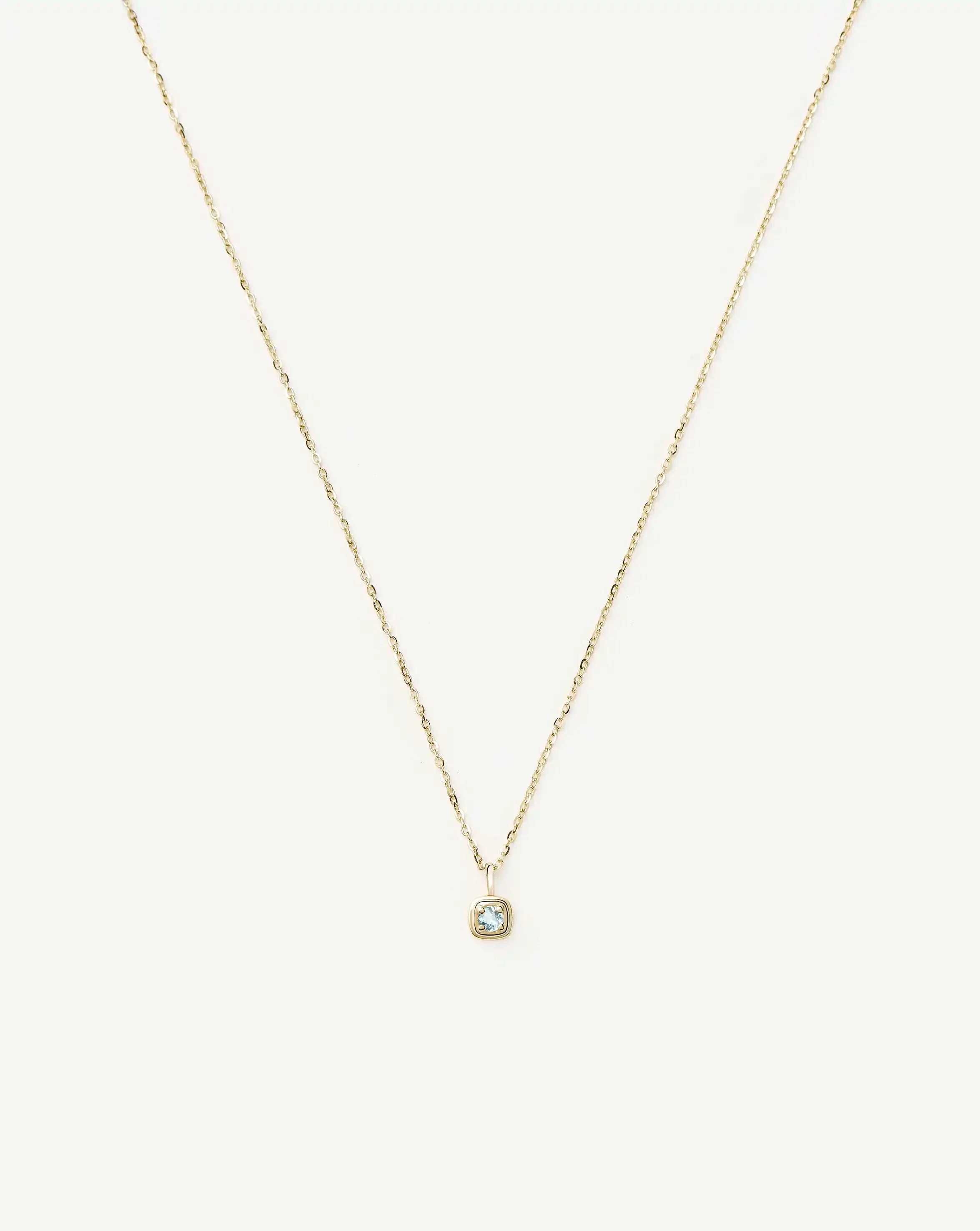 Solid Gold March Birthstone Pendant Necklace | 14ct Solid Gold/Aquamarine - Image 4