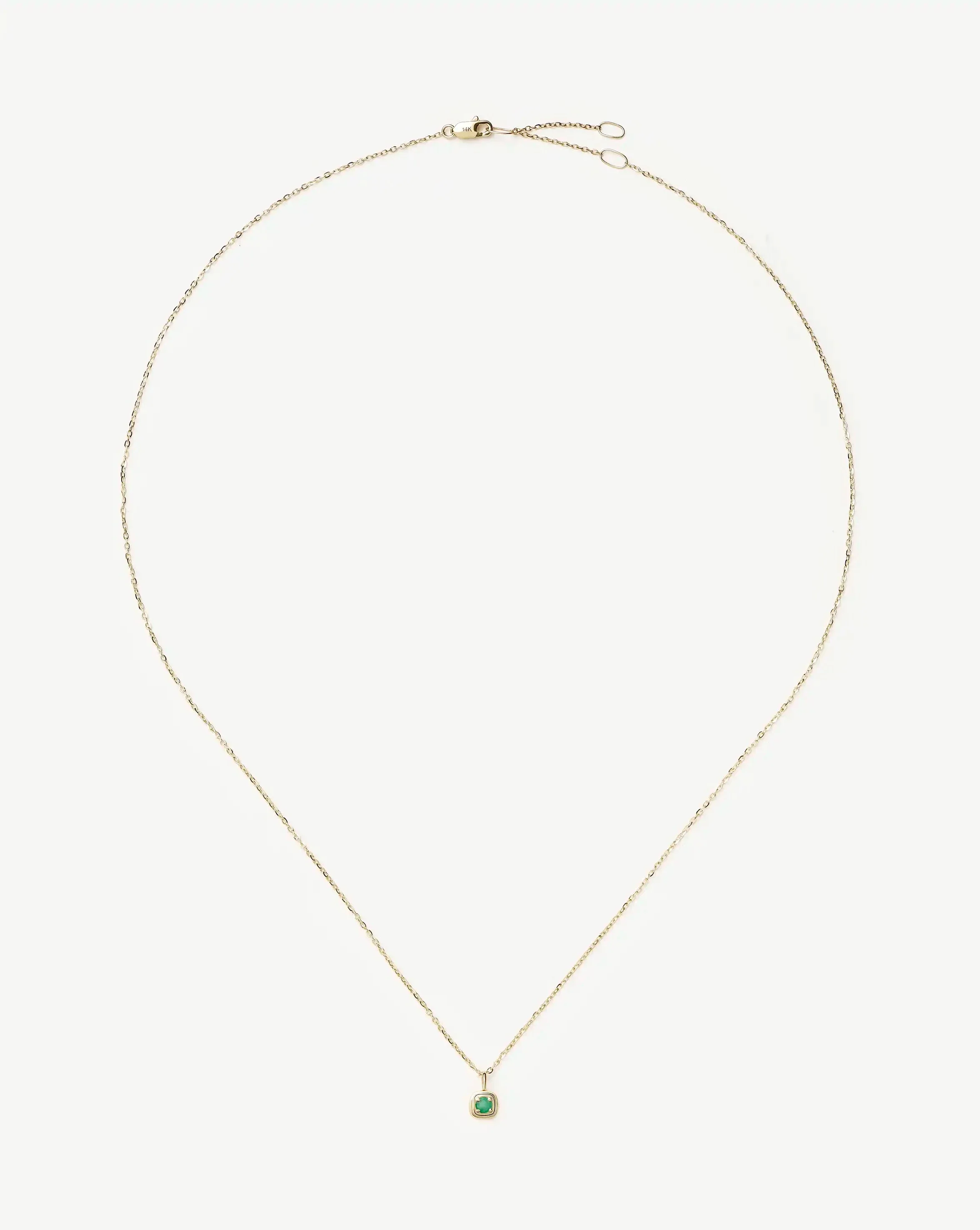 Solid Gold May Birthstone Pendant Necklace | 14ct Solid Gold/Emerald - Image 5