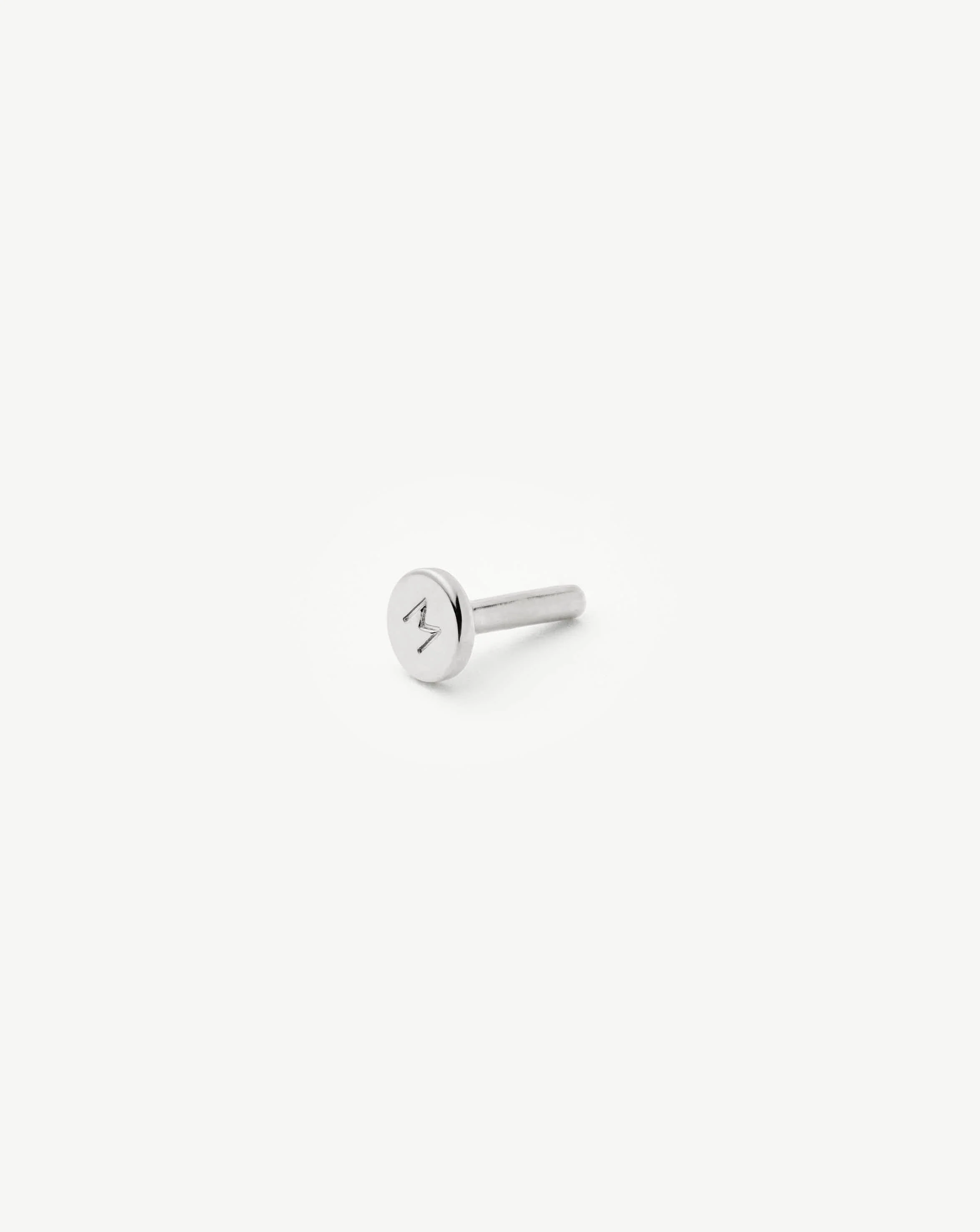 Solid Gold Moon Flat Back Stud Earring | 14ct White Gold - Image 3