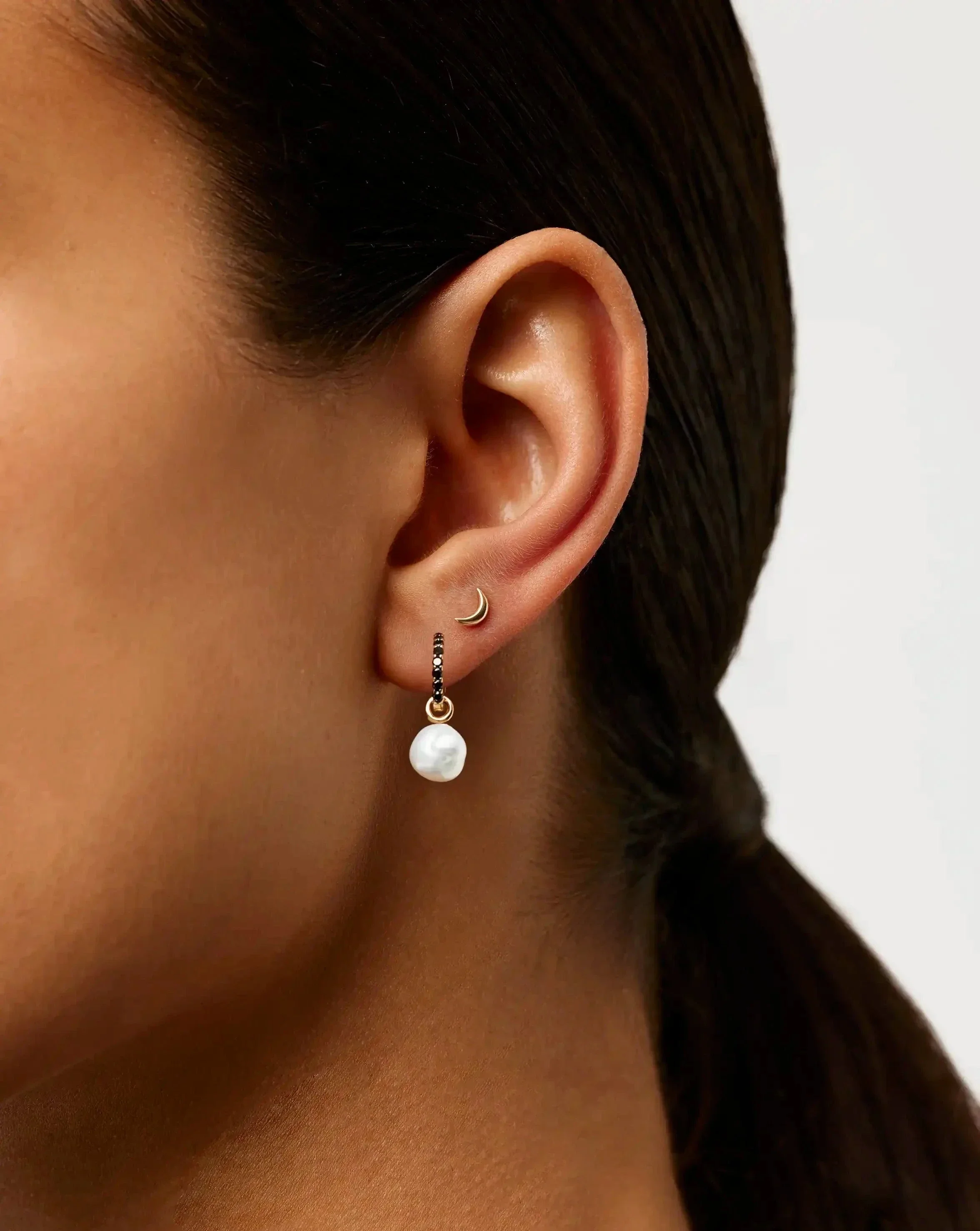 Solid Gold Moon Flat Back Stud Earring | 14ct Solid Yellow Gold - Image 2