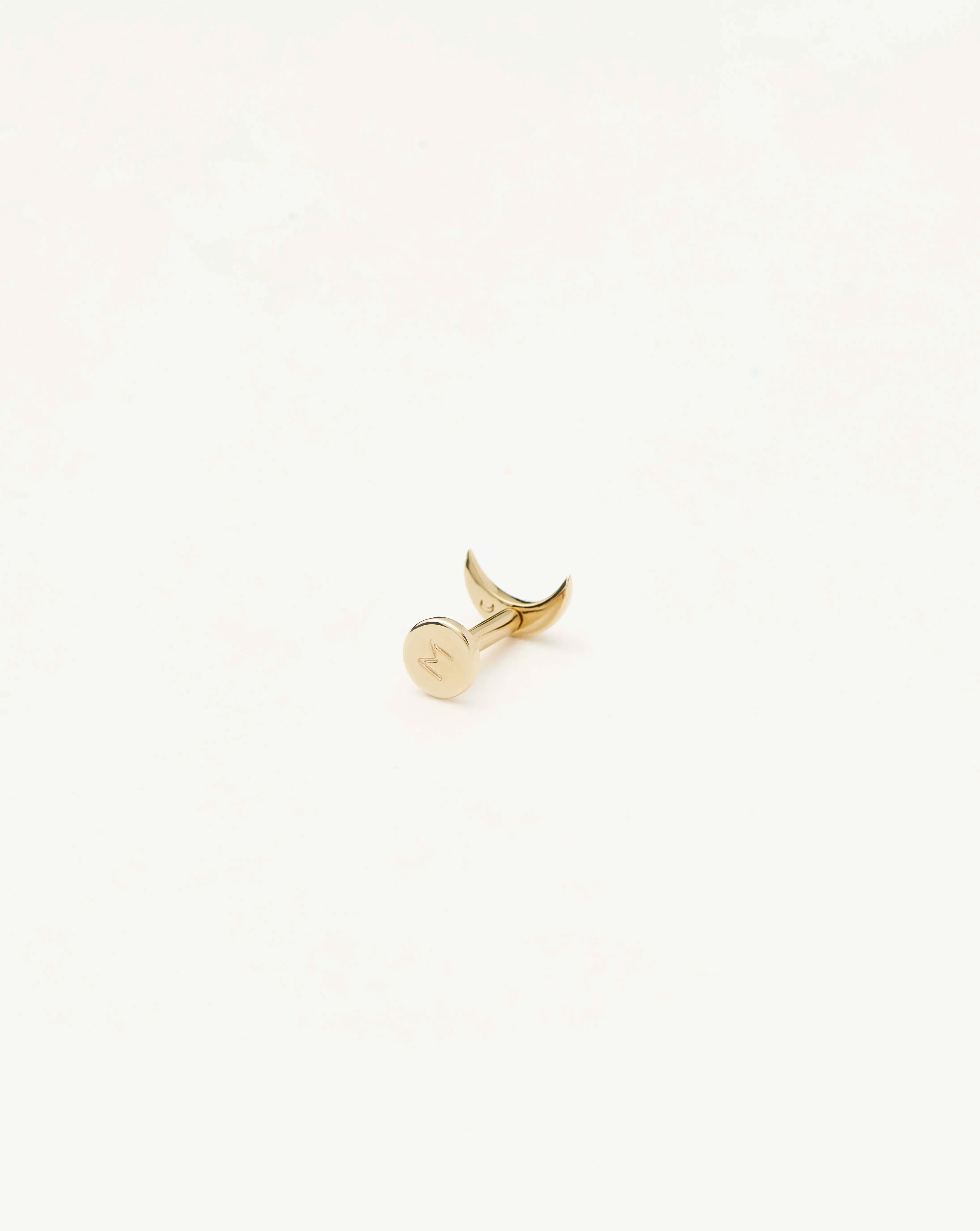 Solid Gold Moon Flat Back Stud Earring | 14ct Solid Yellow Gold - Image 3