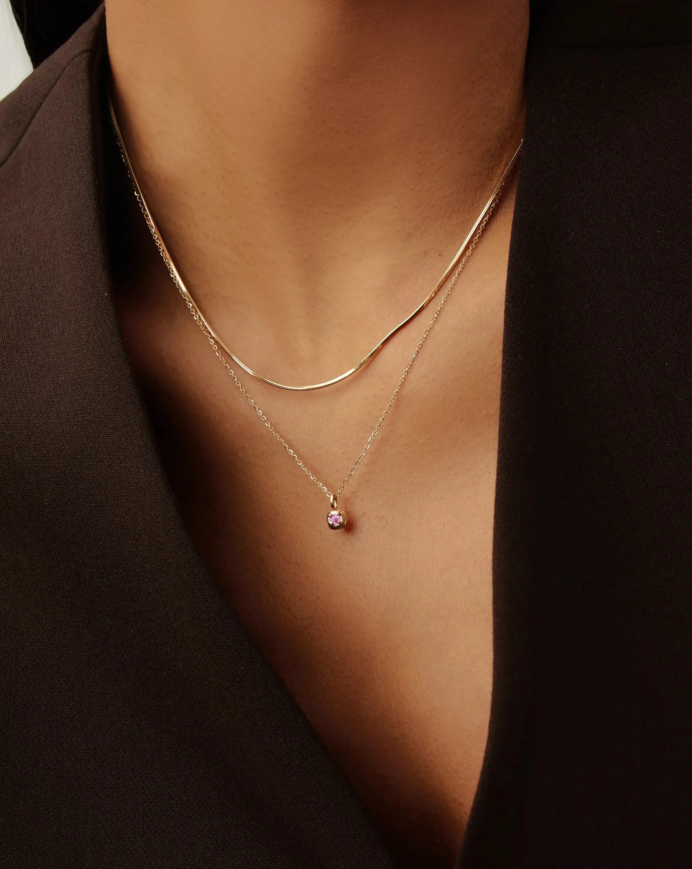 Solid Gold October Birthstone Pendant Necklace | 14ct Solid Gold/Pink Tourmaline - Image 2