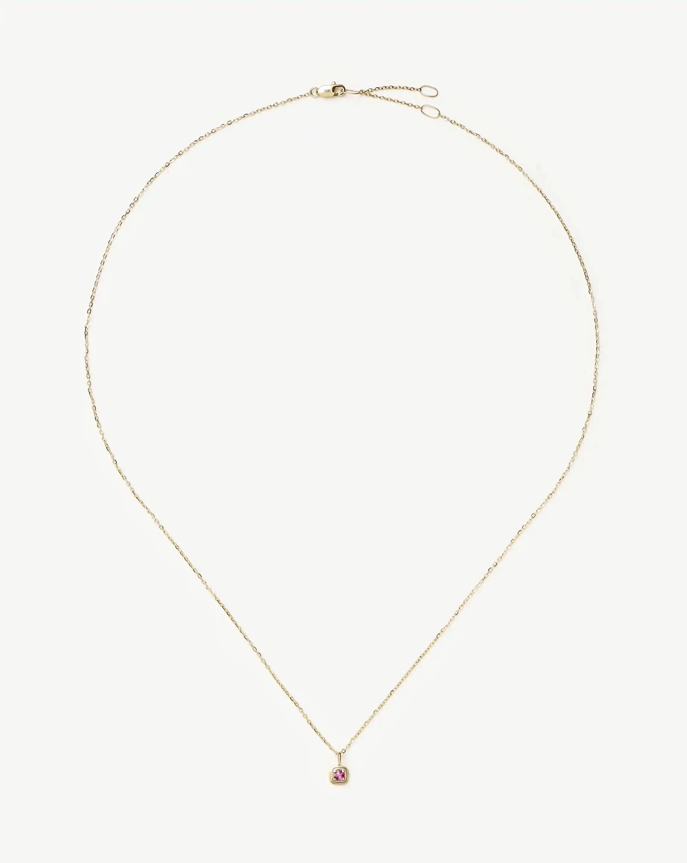 Solid Gold October Birthstone Pendant Necklace | 14ct Solid Gold/Pink Tourmaline - Image 5