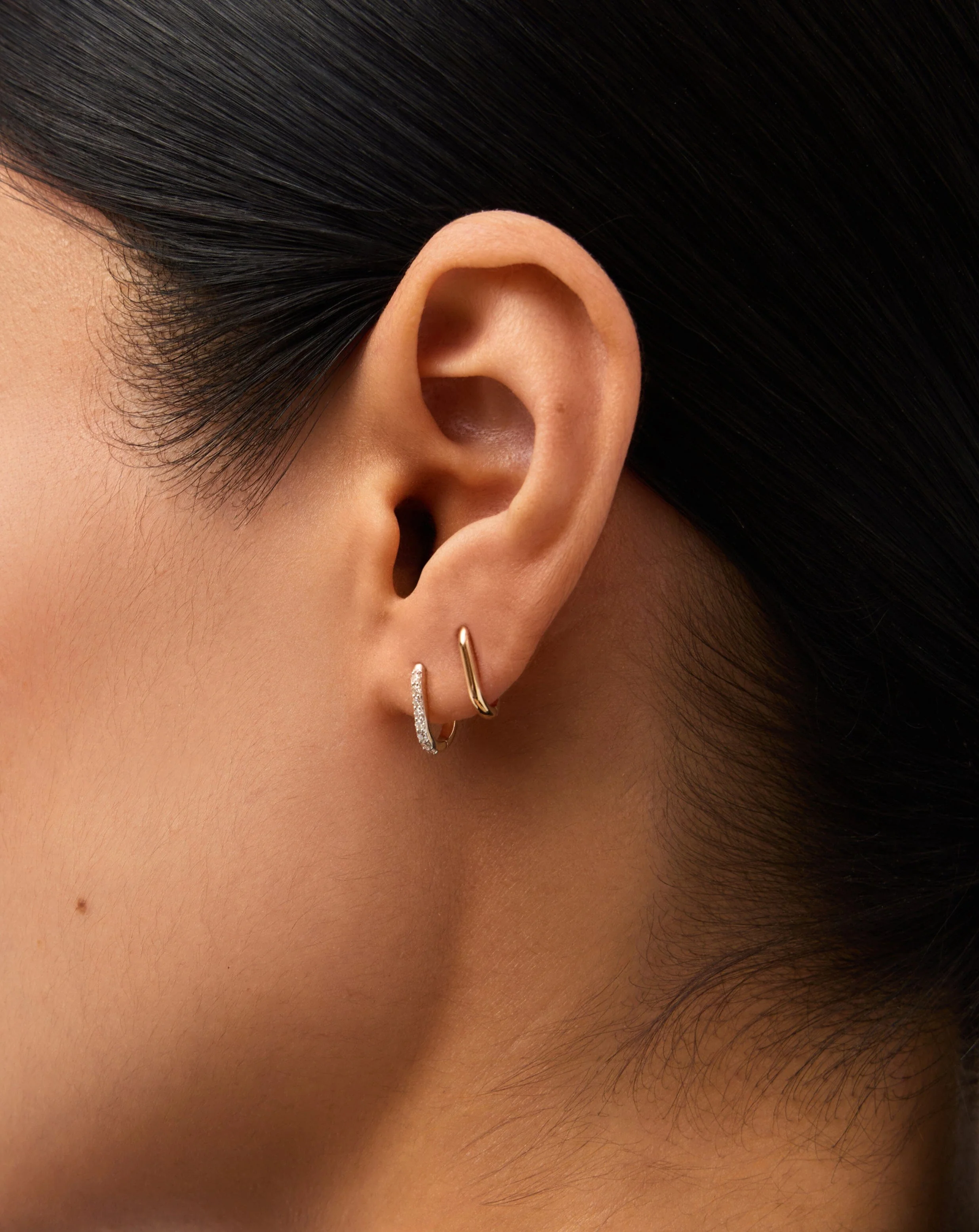 Solid Gold Ovate Mini Hoop Earrings | 14ct Solid Gold - Image 6