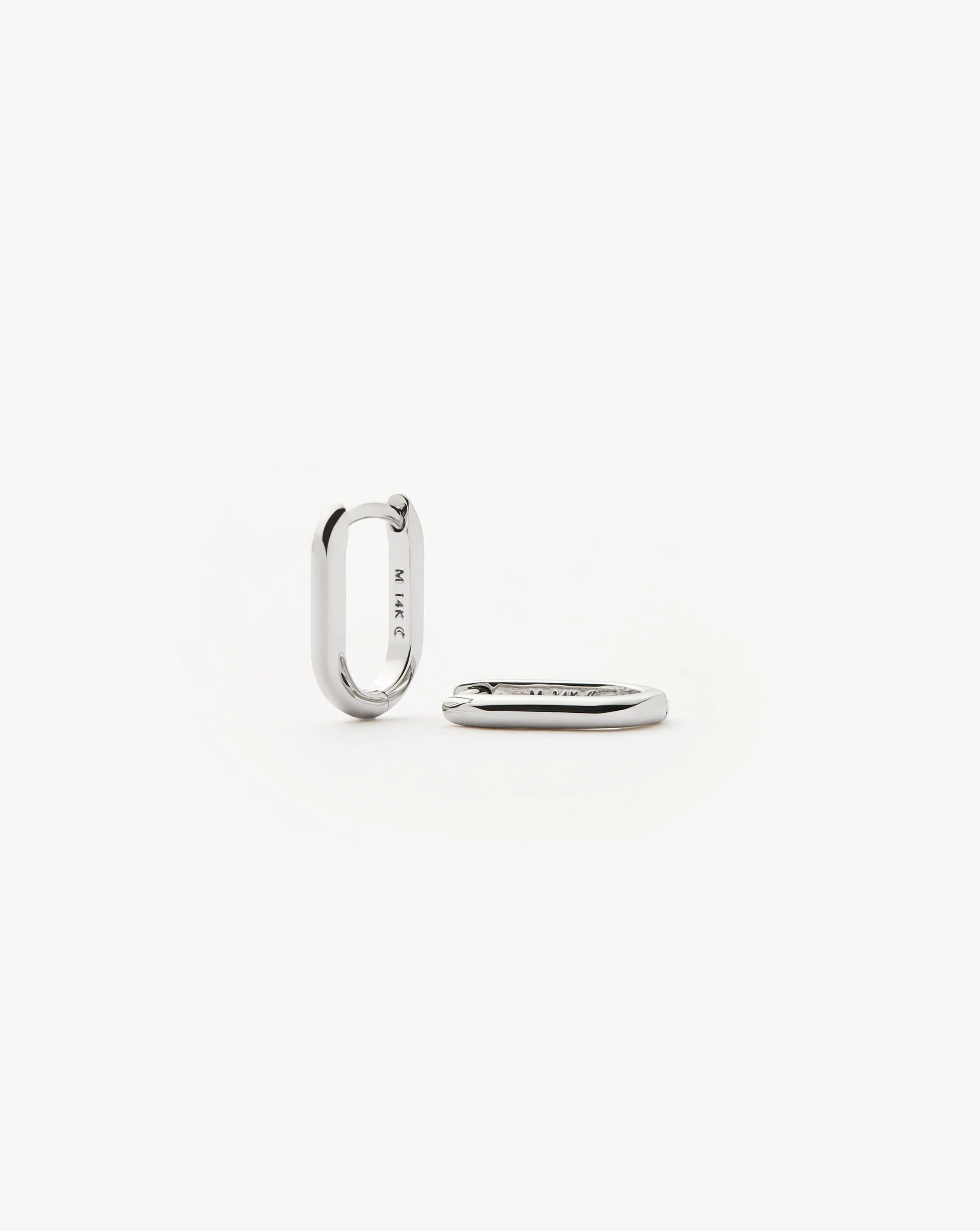 Solid Gold Ovate Mini Hoop Earrings | 14ct Solid White Gold