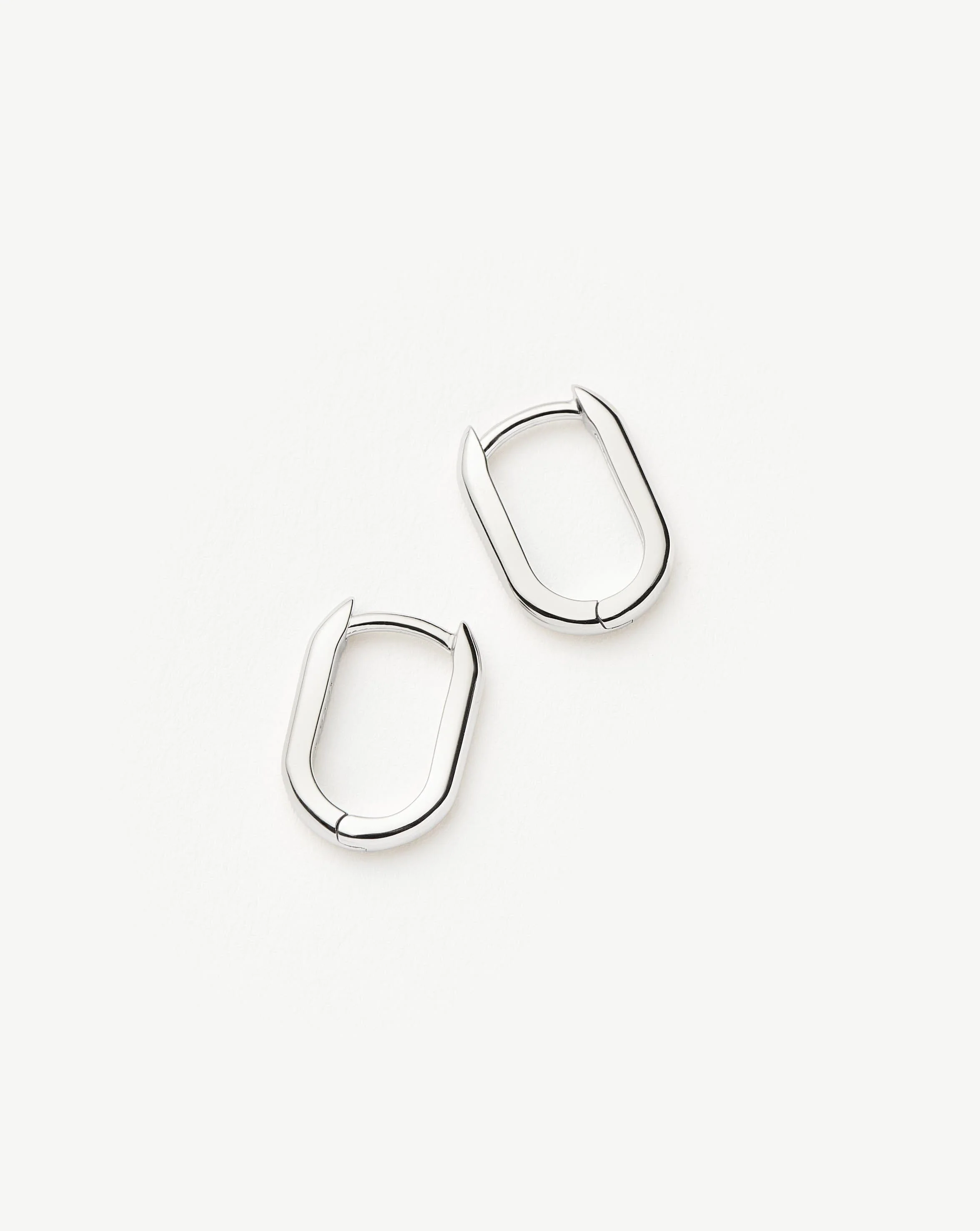 Solid Gold Ovate Mini Hoop Earrings | 14ct Solid White Gold - Image 4