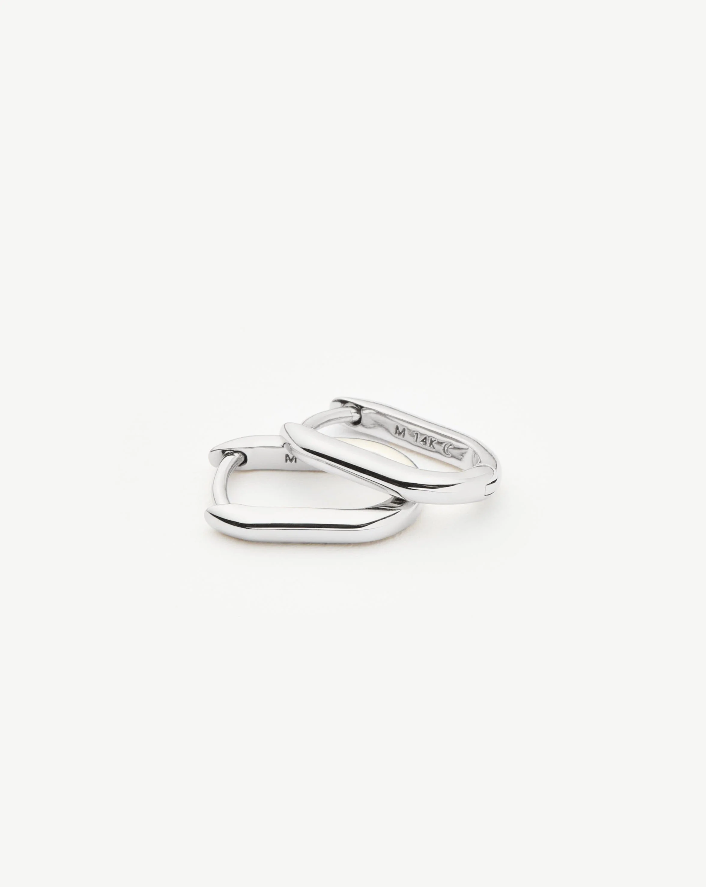 Solid Gold Ovate Mini Hoop Earrings | 14ct Solid White Gold - Image 5