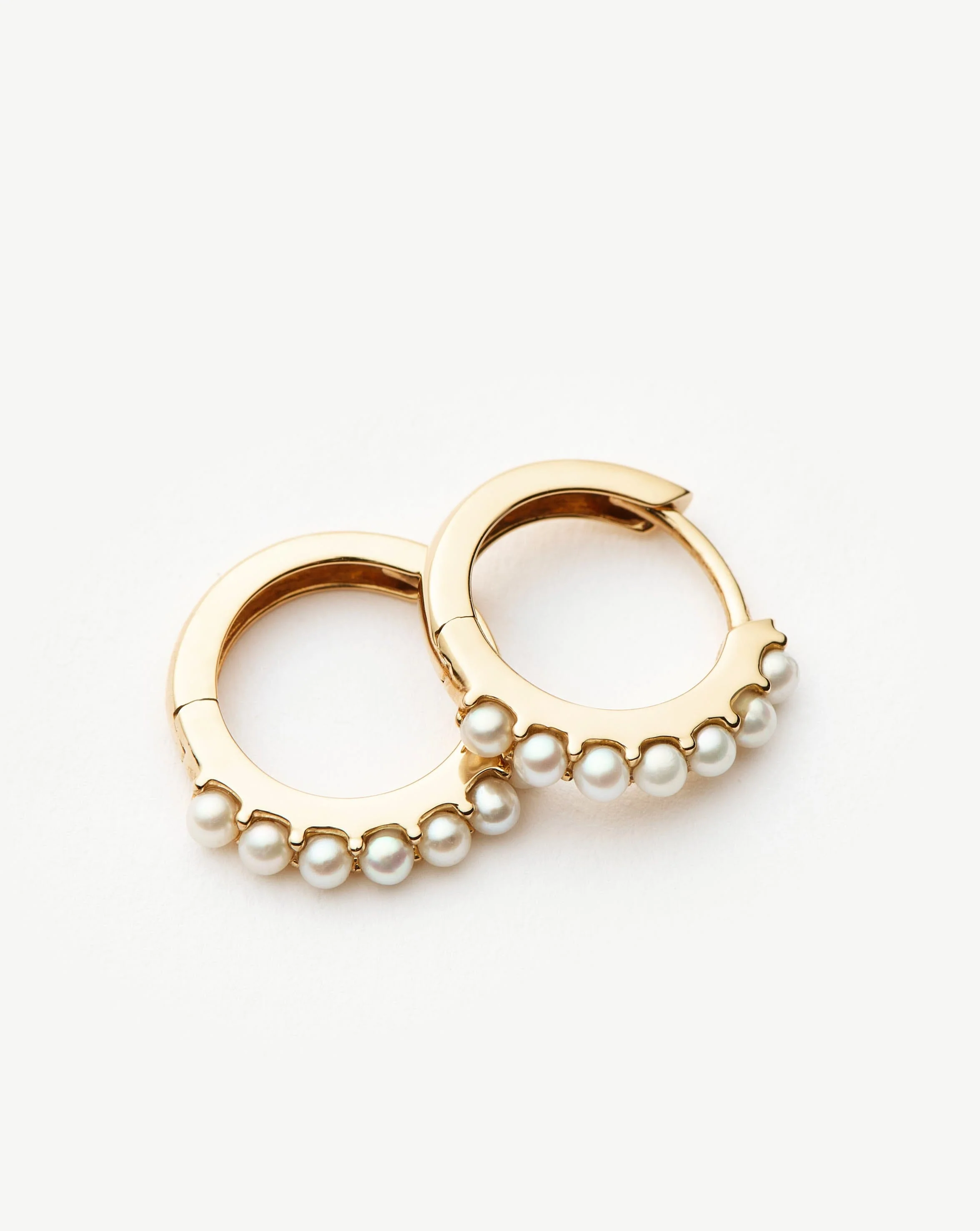 Solid Gold Pearl Huggies - Image 5