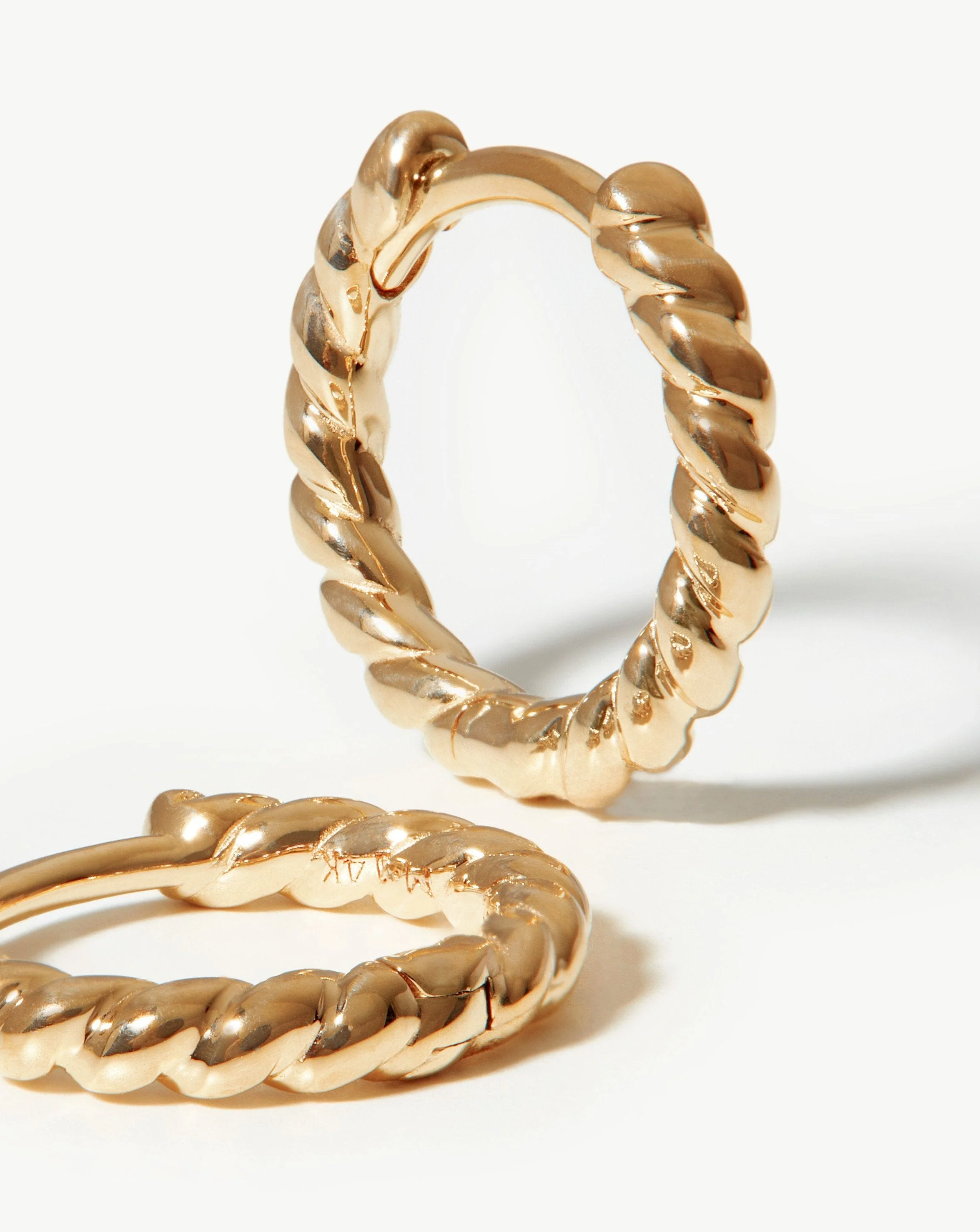 Solid Gold Rope Huggies - Image 4