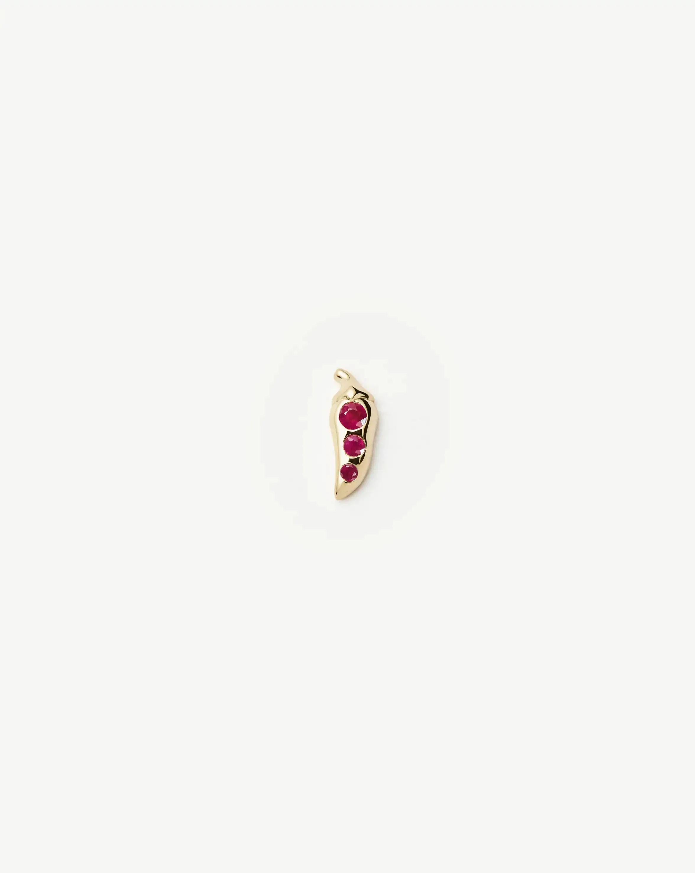 Solid Gold Ruby Chilli Single Stud Earring | 14ct Solid Gold/Ruby