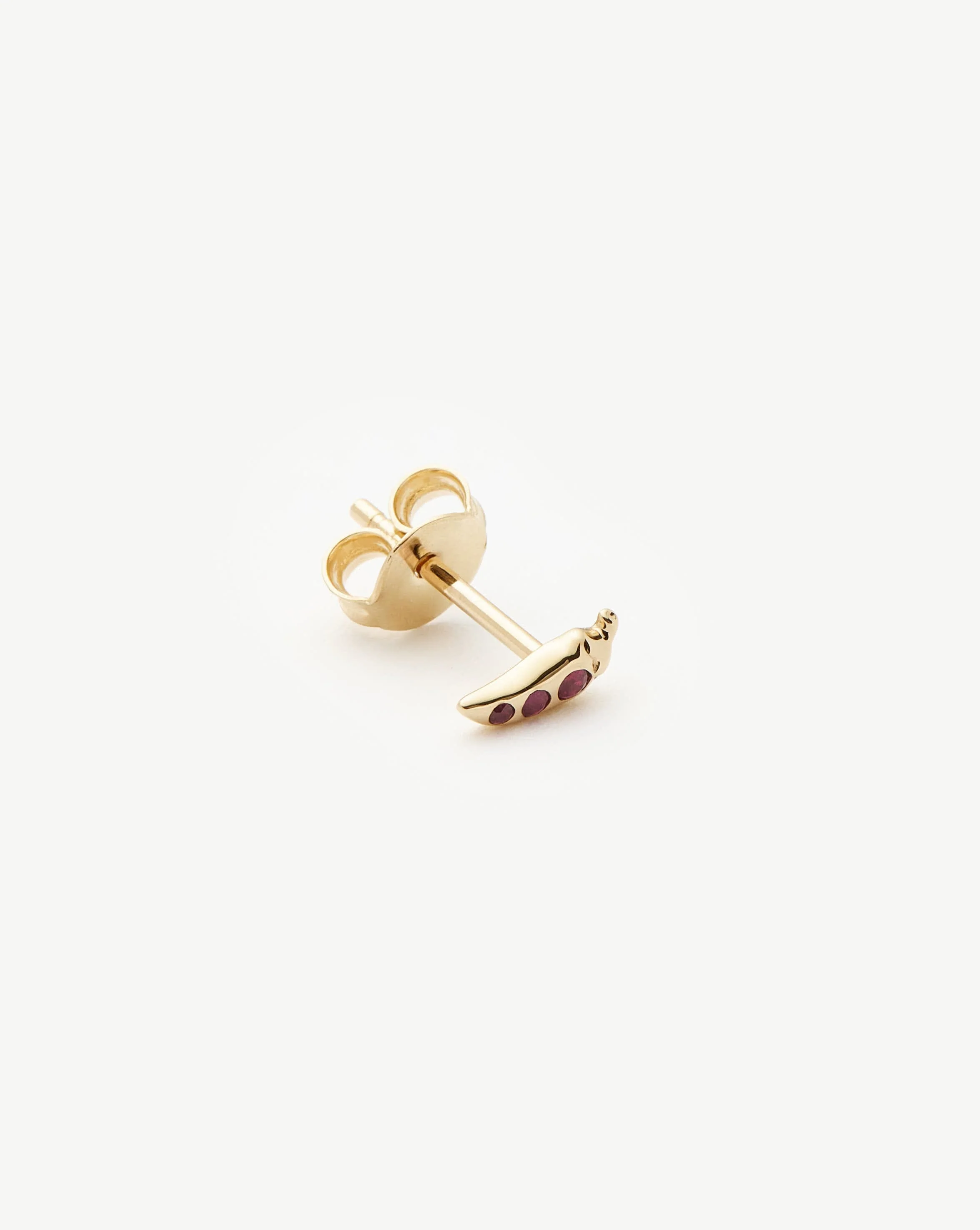 Solid Gold Ruby Chilli Single Stud Earring | 14ct Solid Gold/Ruby - Image 4