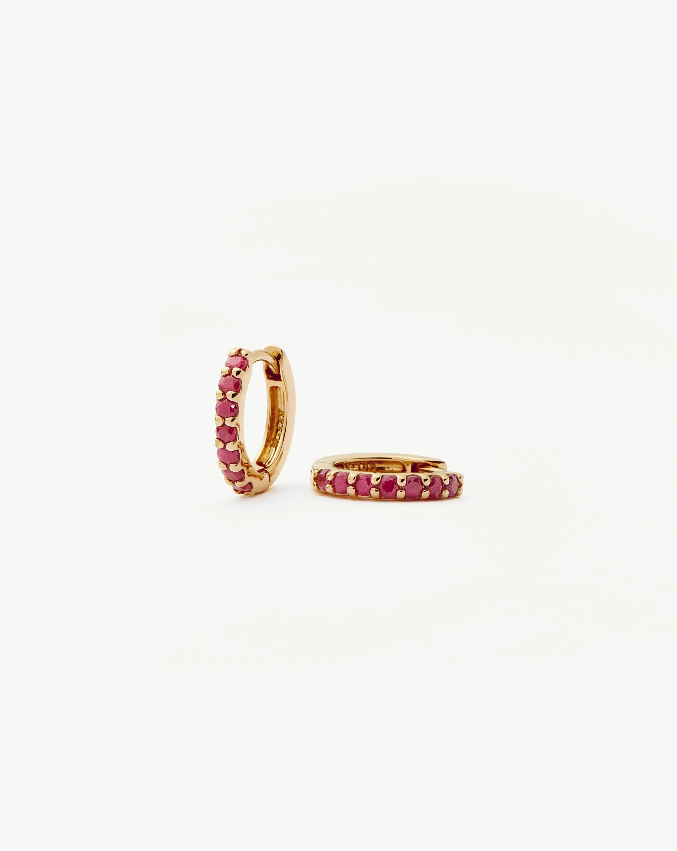 Solid Gold Ruby Huggies | 14ct Solid Gold/Ruby