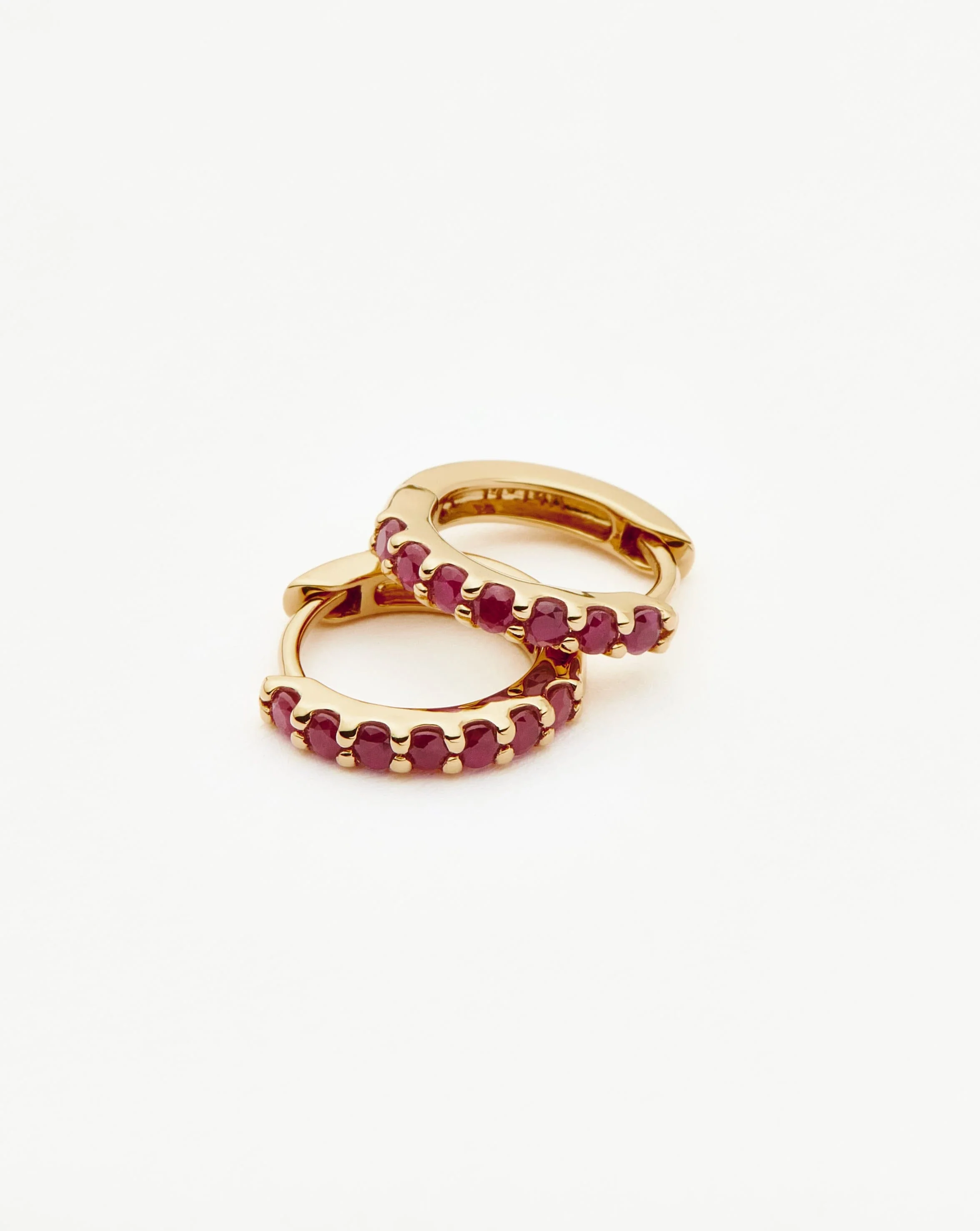 Solid Gold Ruby Huggies | 14ct Solid Gold/Ruby - Image 4