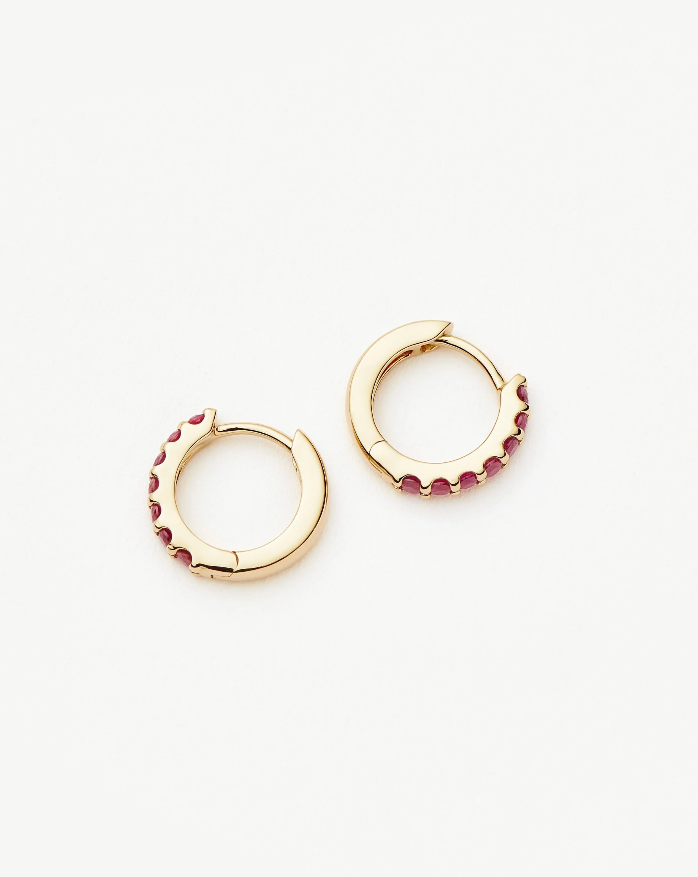 Solid Gold Ruby Huggies | 14ct Solid Gold/Ruby - Image 5