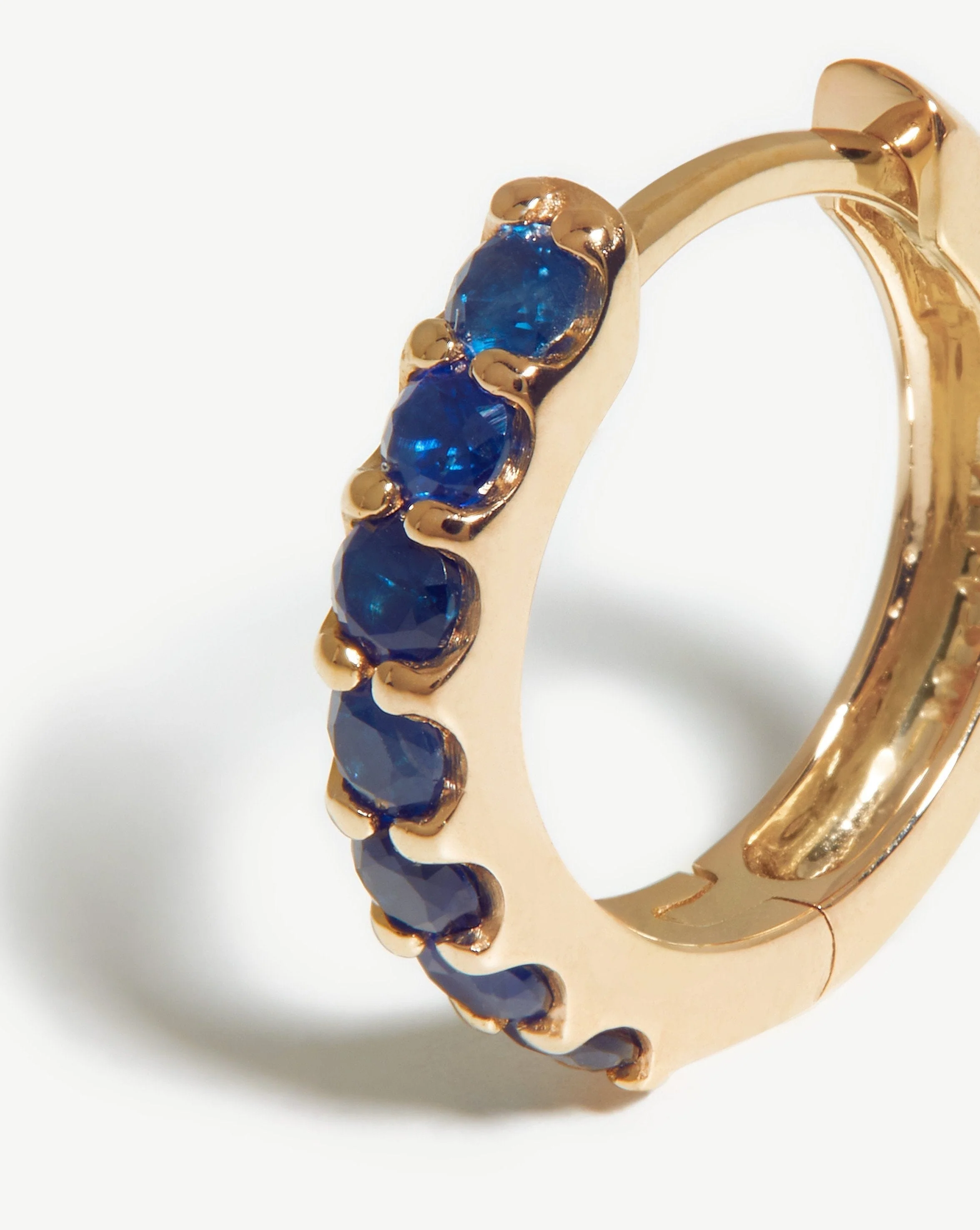 Solid Gold Sapphire Huggies - Image 4