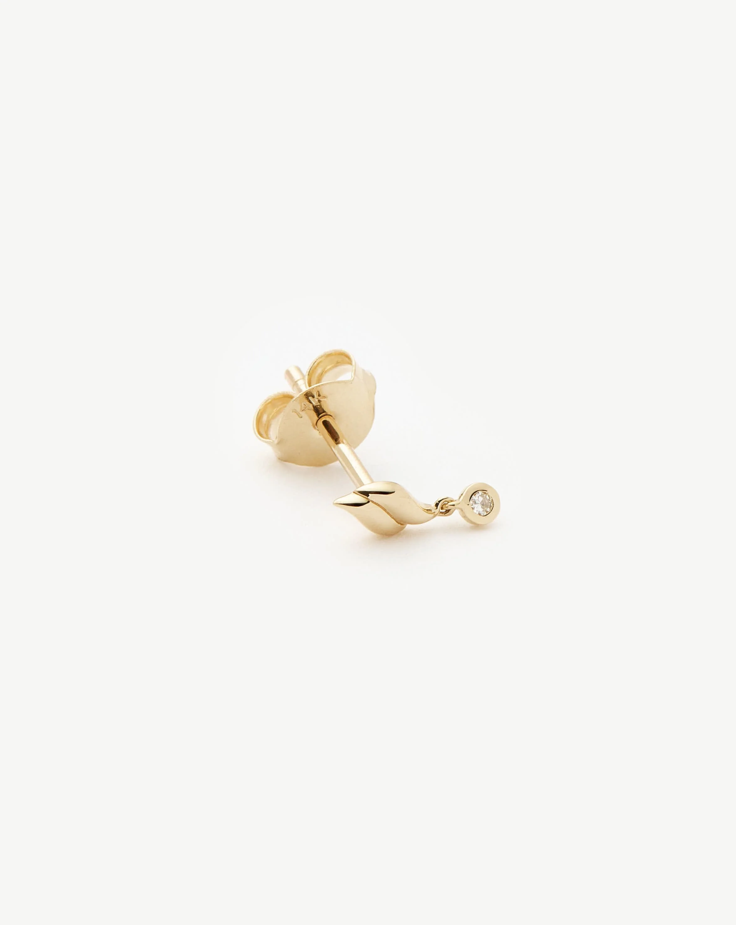 Solid Gold Savi Single Stud Earring | 14ct Solid Gold/Diamond - Image 3