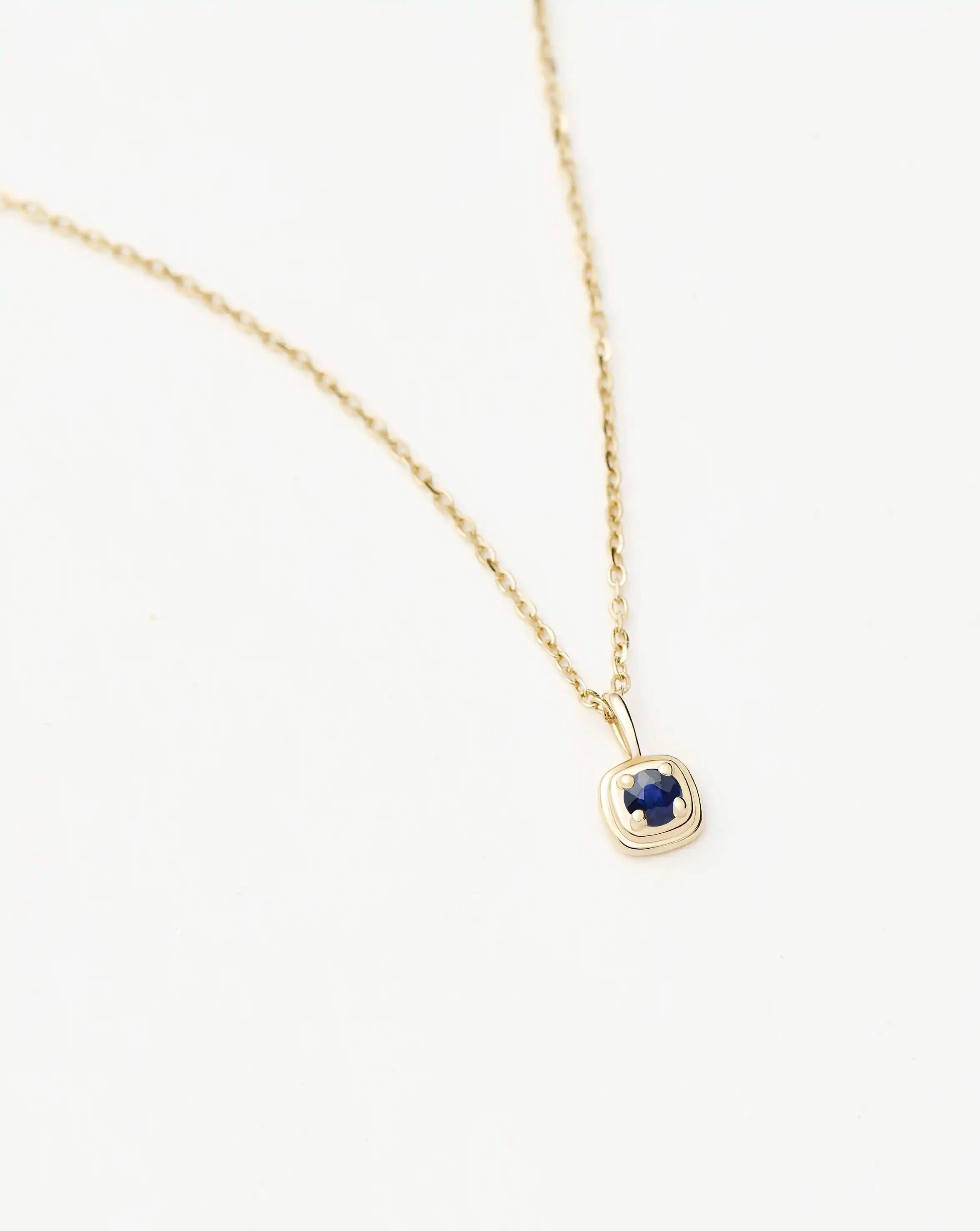 Solid Gold September Birthstone Pendant Necklace | 14ct Solid Gold/Blue Sapphire