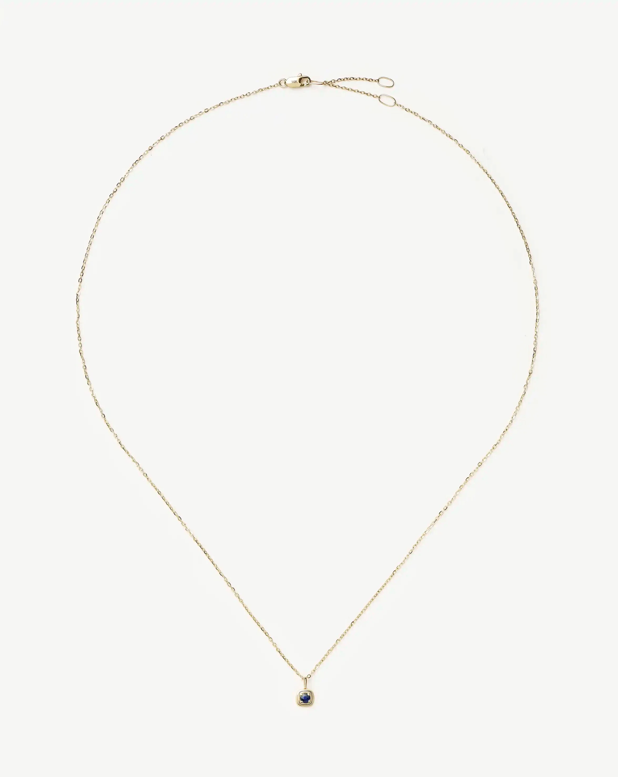 Solid Gold September Birthstone Pendant Necklace | 14ct Solid Gold/Blue Sapphire - Image 5