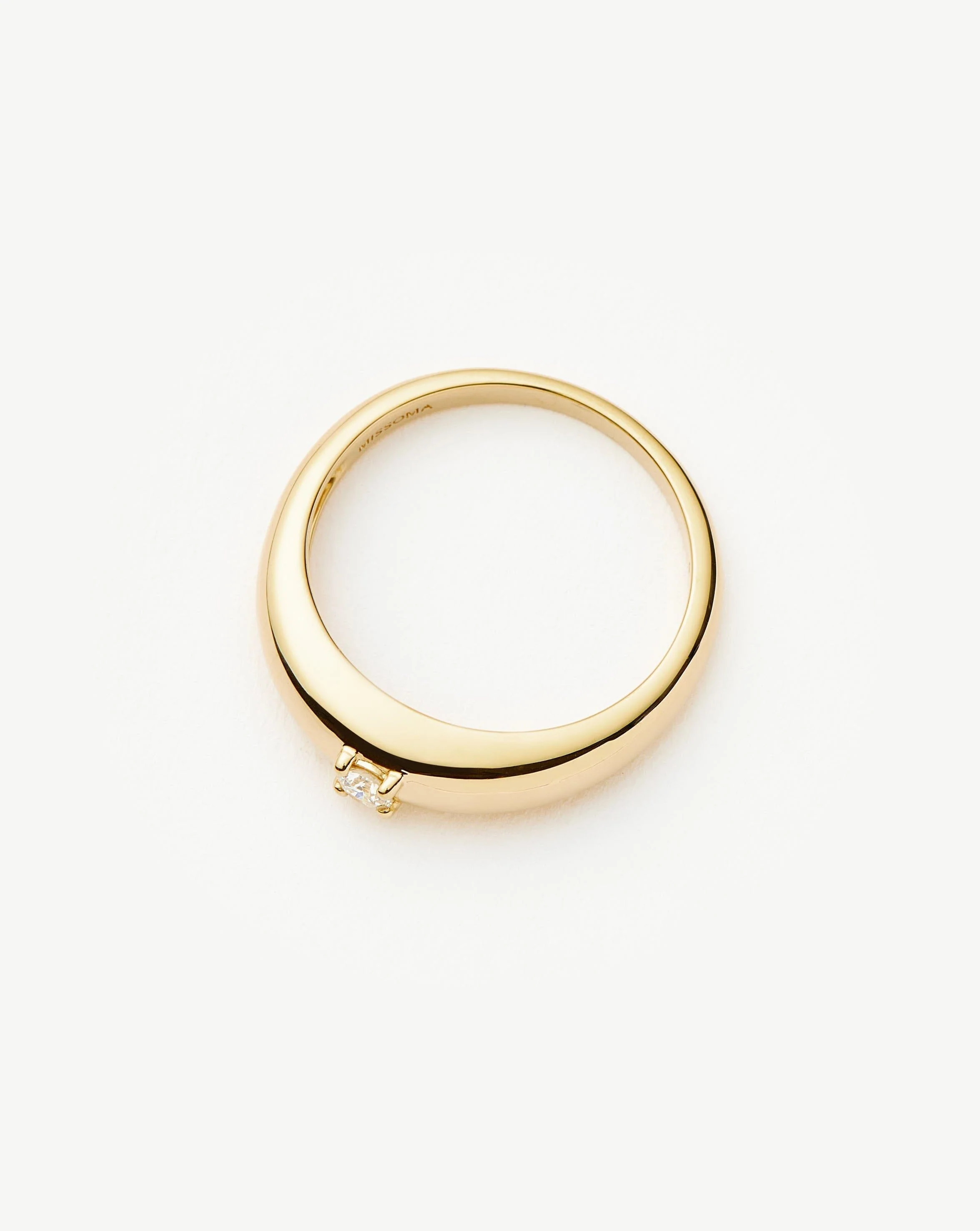 Solid Gold Single Diamond Classic Dome Ring | 14ct Solid Gold/Diamond - Image 5