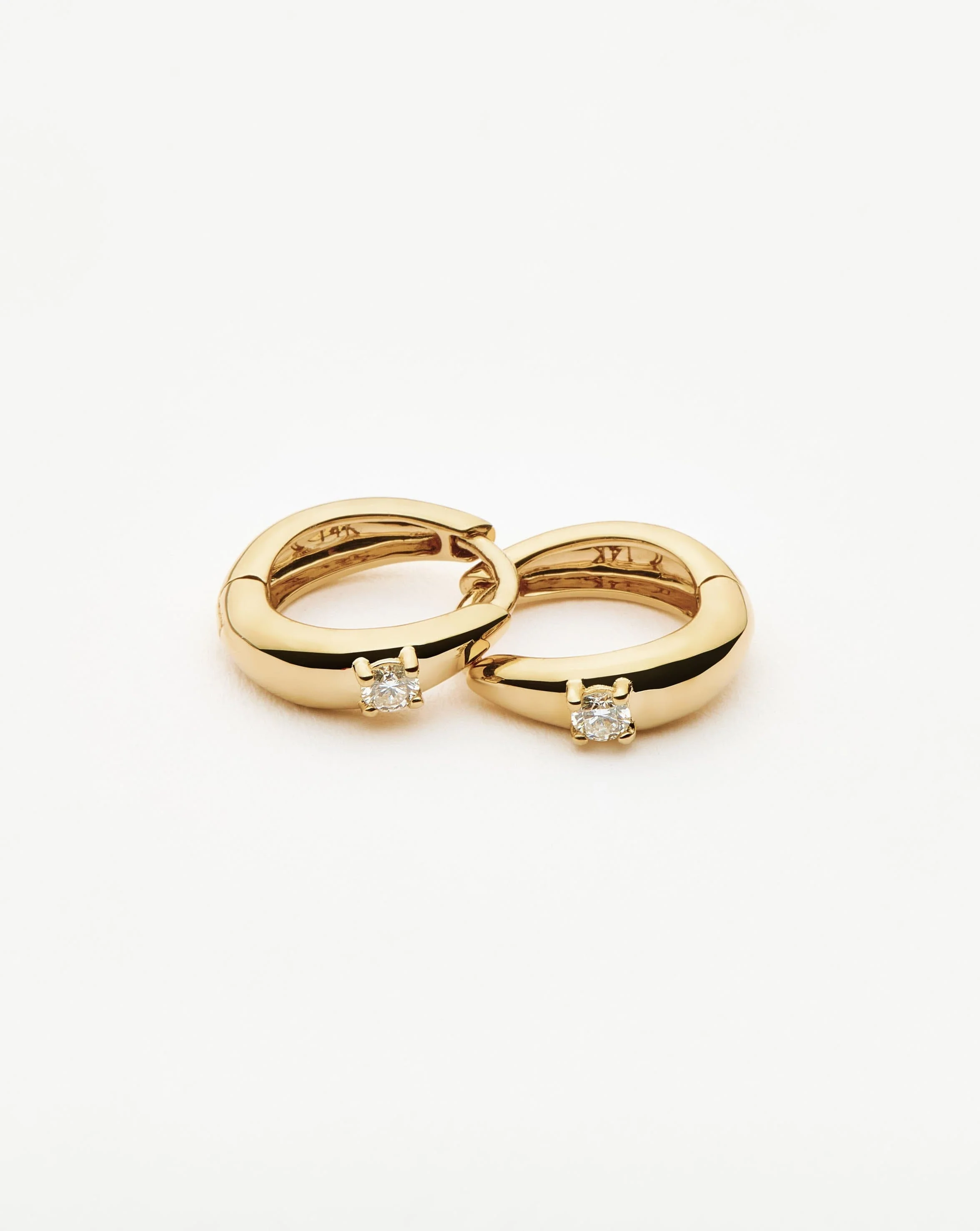 Solid Gold Diamond Dome Huggies | 14ct Solid Gold/Diamond - Image 4