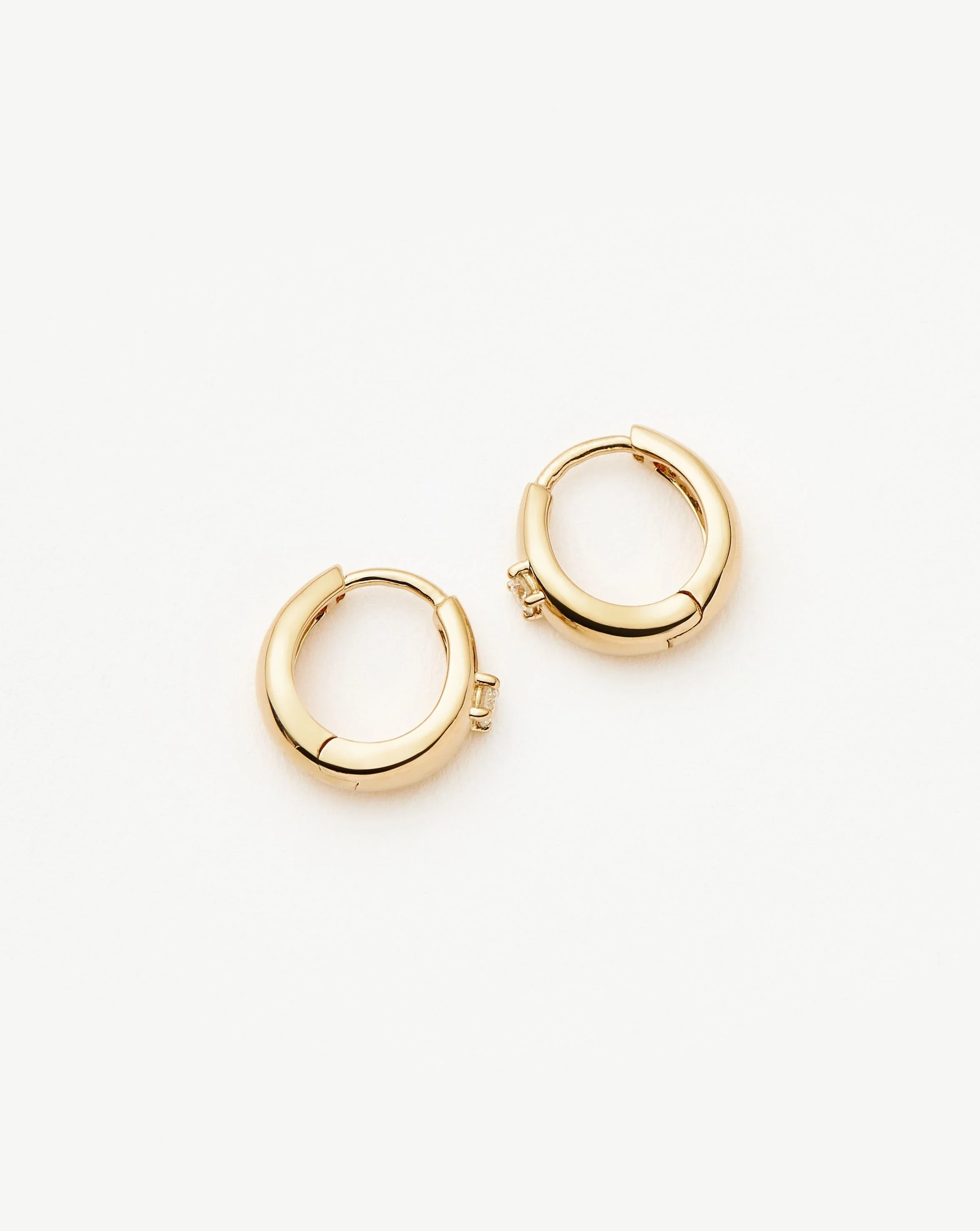 Solid Gold Diamond Dome Huggies | 14ct Solid Gold/Diamond - Image 5