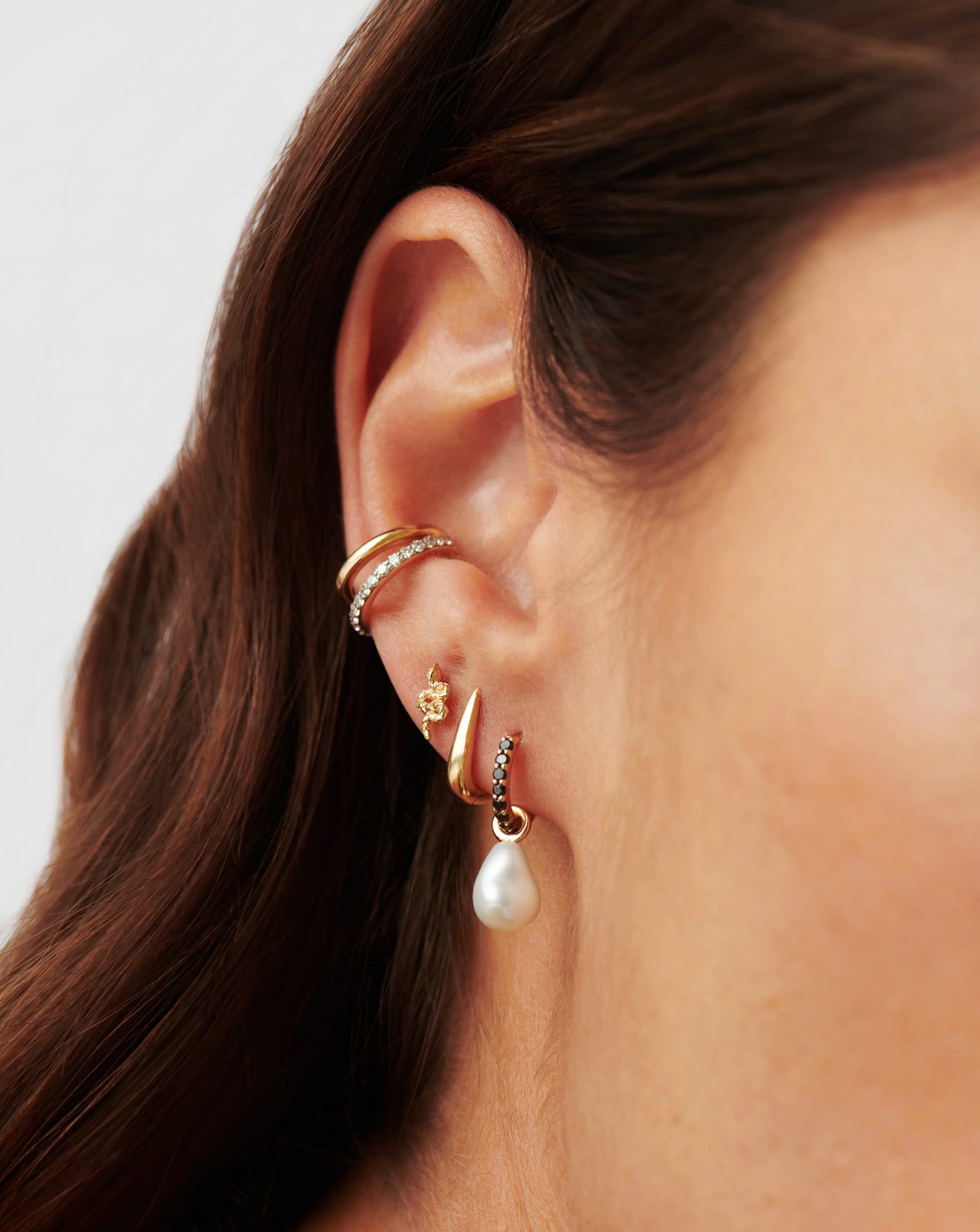 Solid Gold Snake Single Stud Earring - Image 2