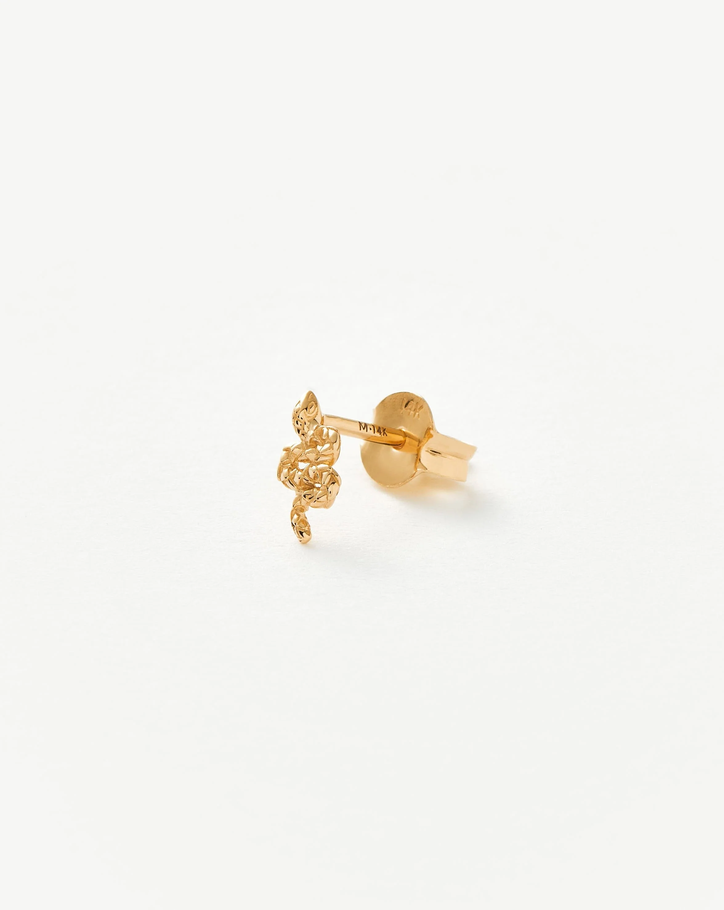 Solid Gold Snake Single Stud Earring - Image 4