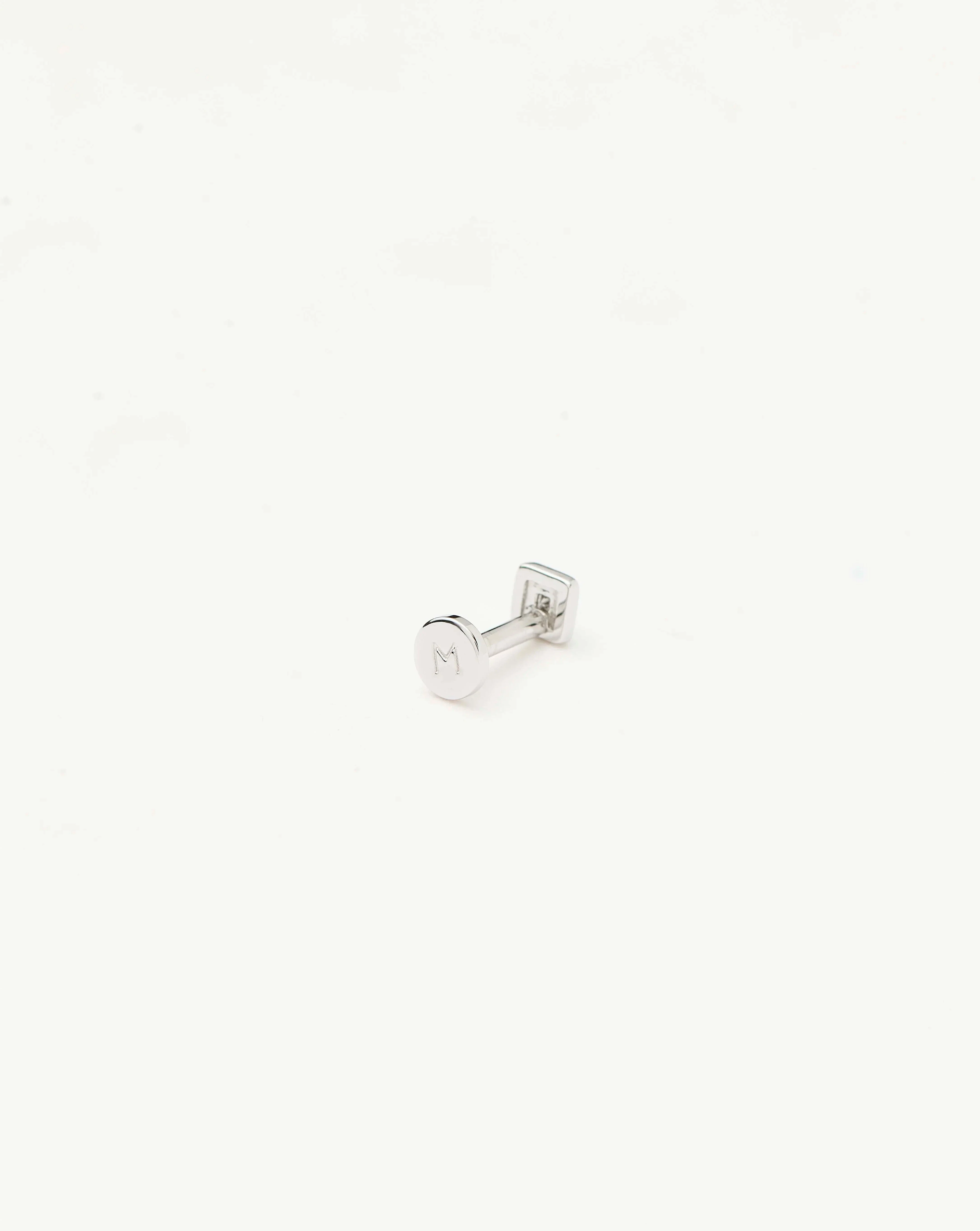 Solid Gold Square Solitaire Flat Back Stud Earring | 14ct White Gold/Diamond - Image 2
