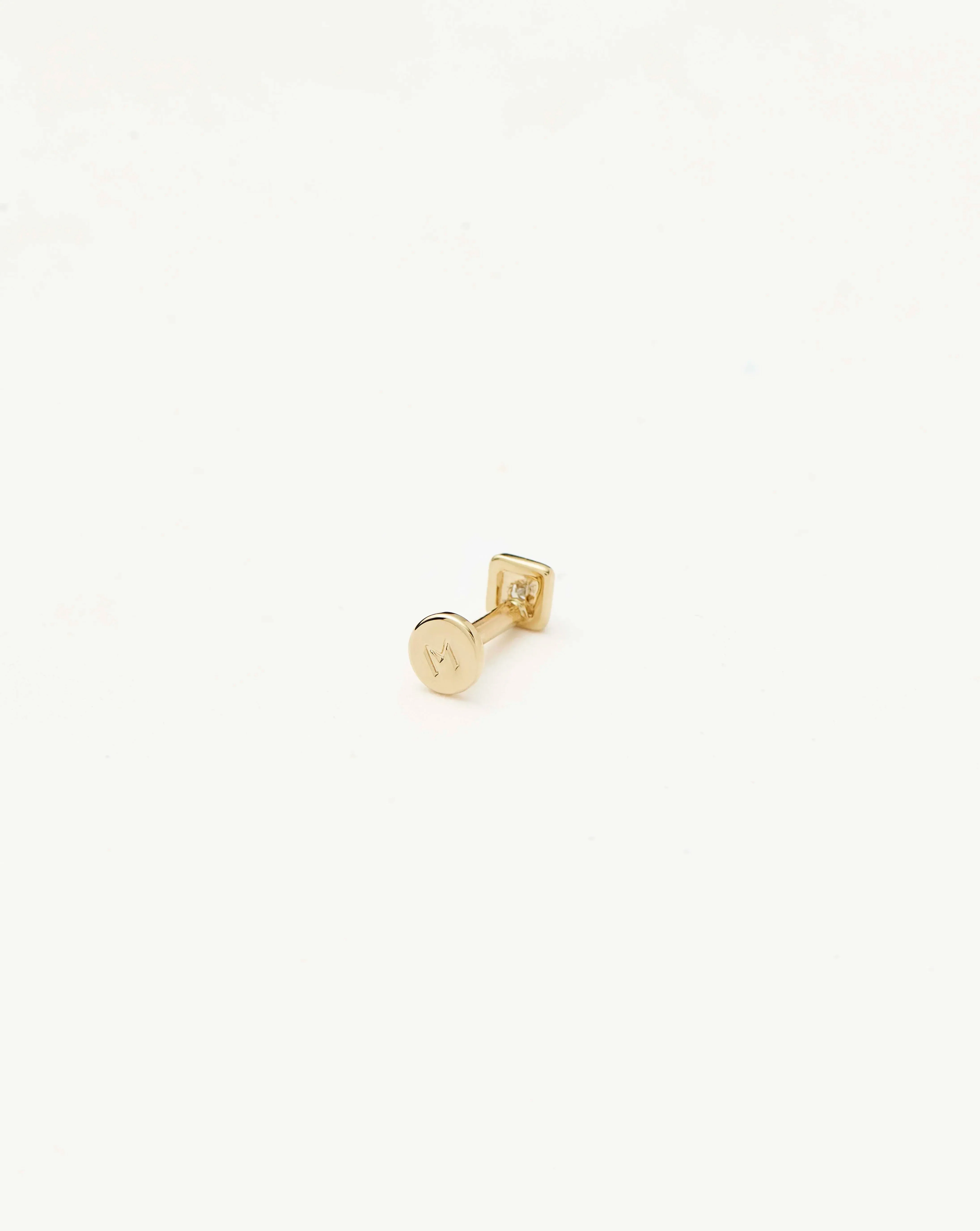 Solid Gold Square Solitaire Flat Back Stud Earring | 14ct Yellow Gold/Diamond - Image 3
