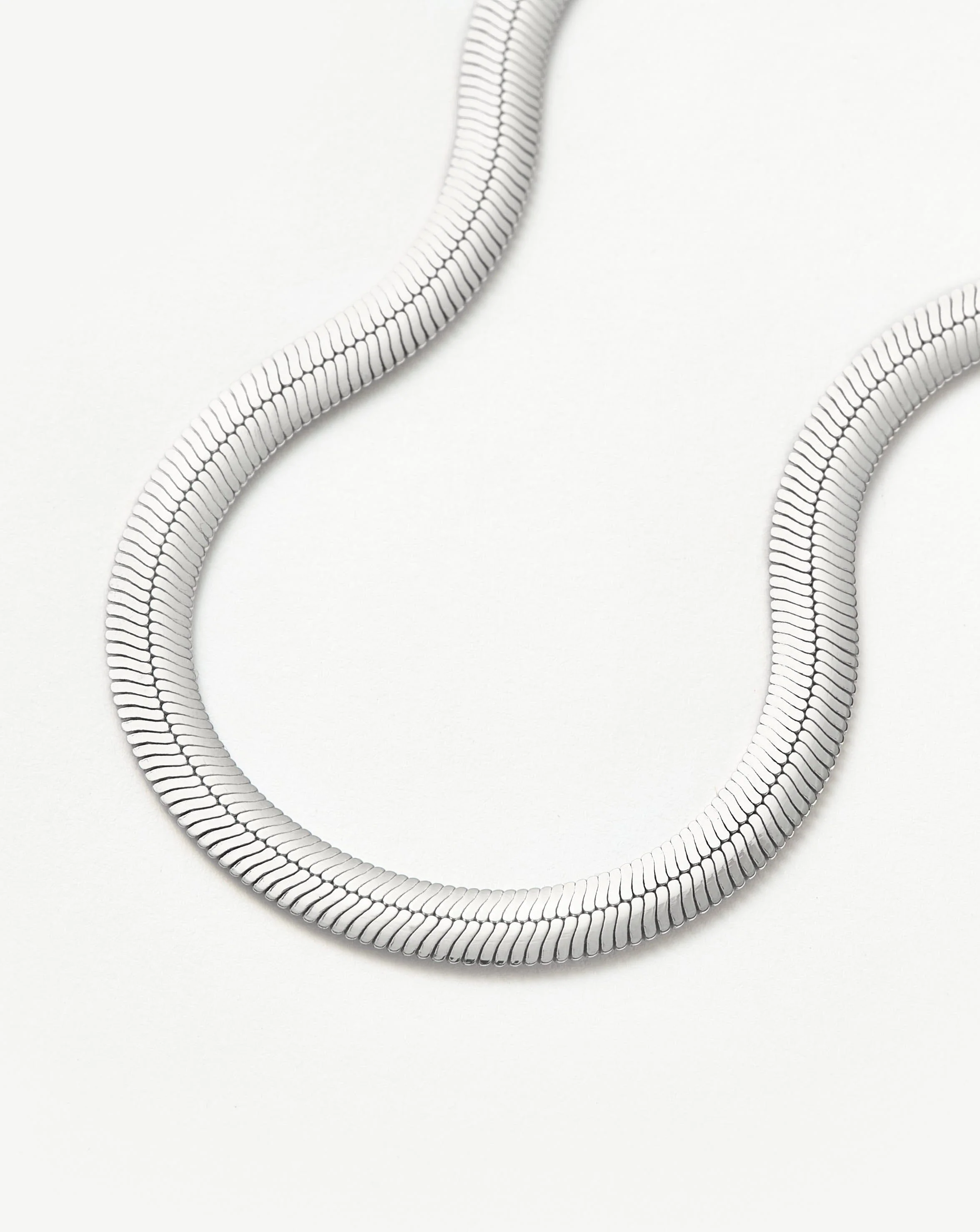 Flat Snake Chain Necklace | Silver Plated on Recycled Sterling Silver - Image 5