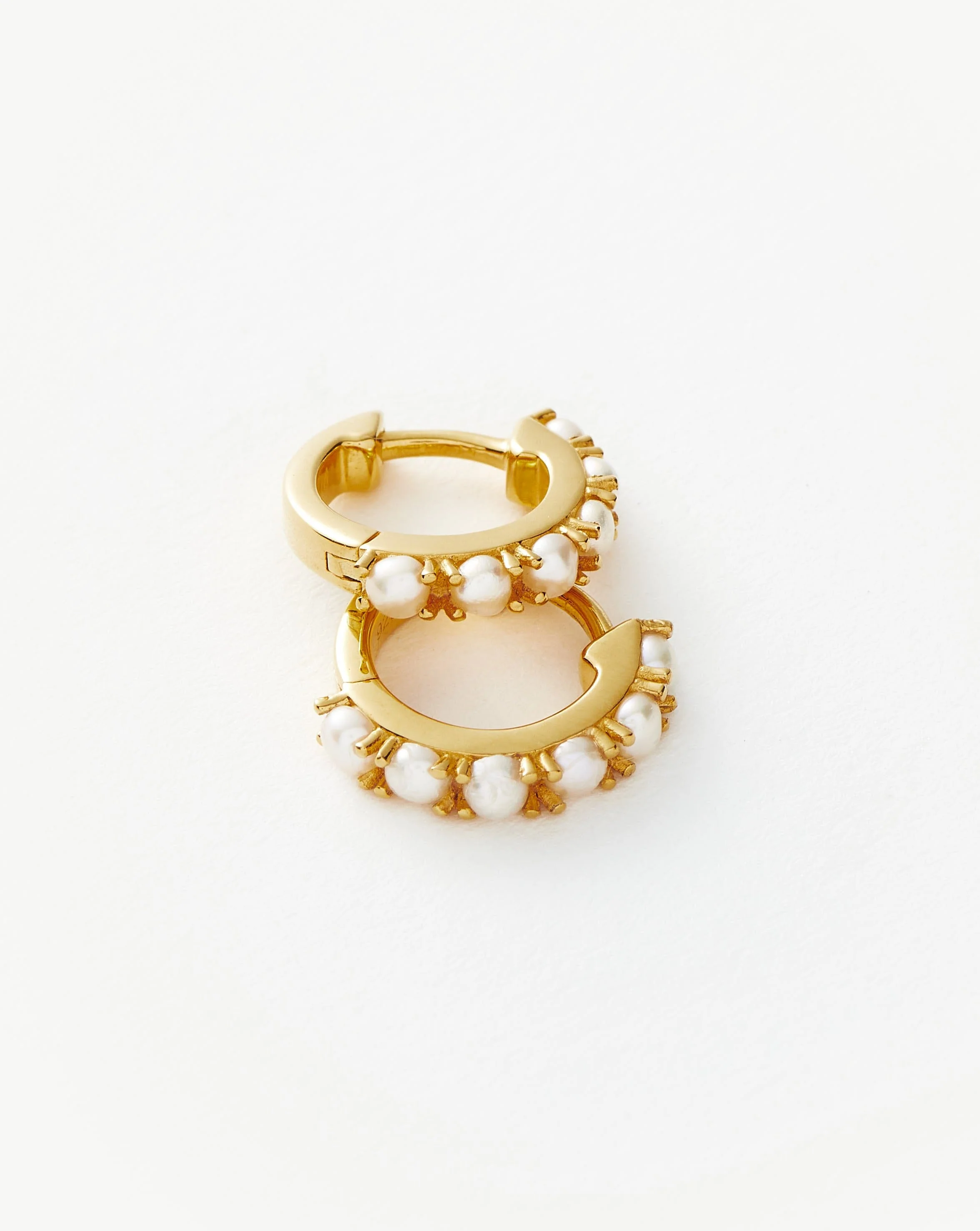 Gemstone Huggies | 18ct Gold Vermeil/Pearl - Image 4